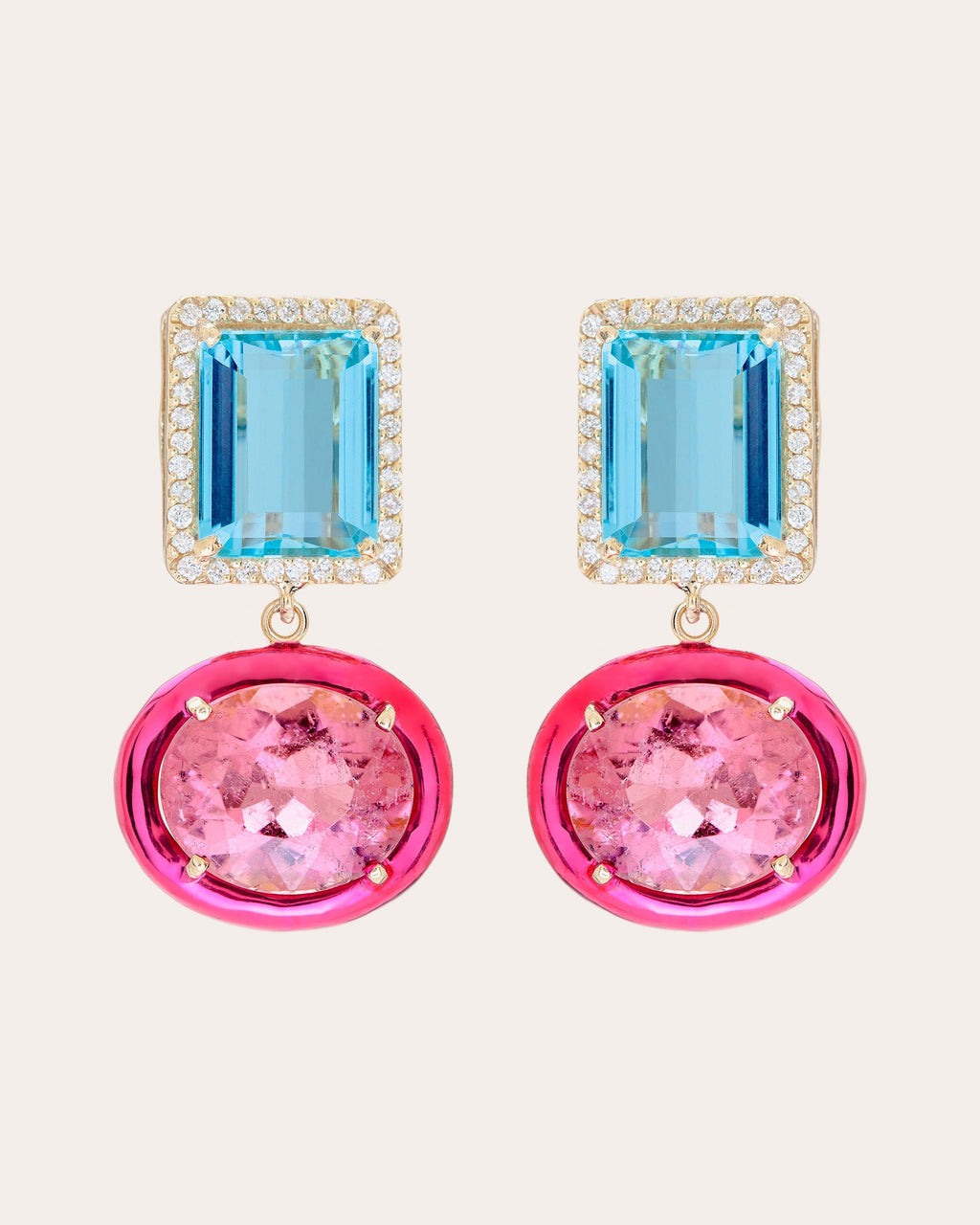 Blue Topaz & Pink Tourmaline Class Earrings