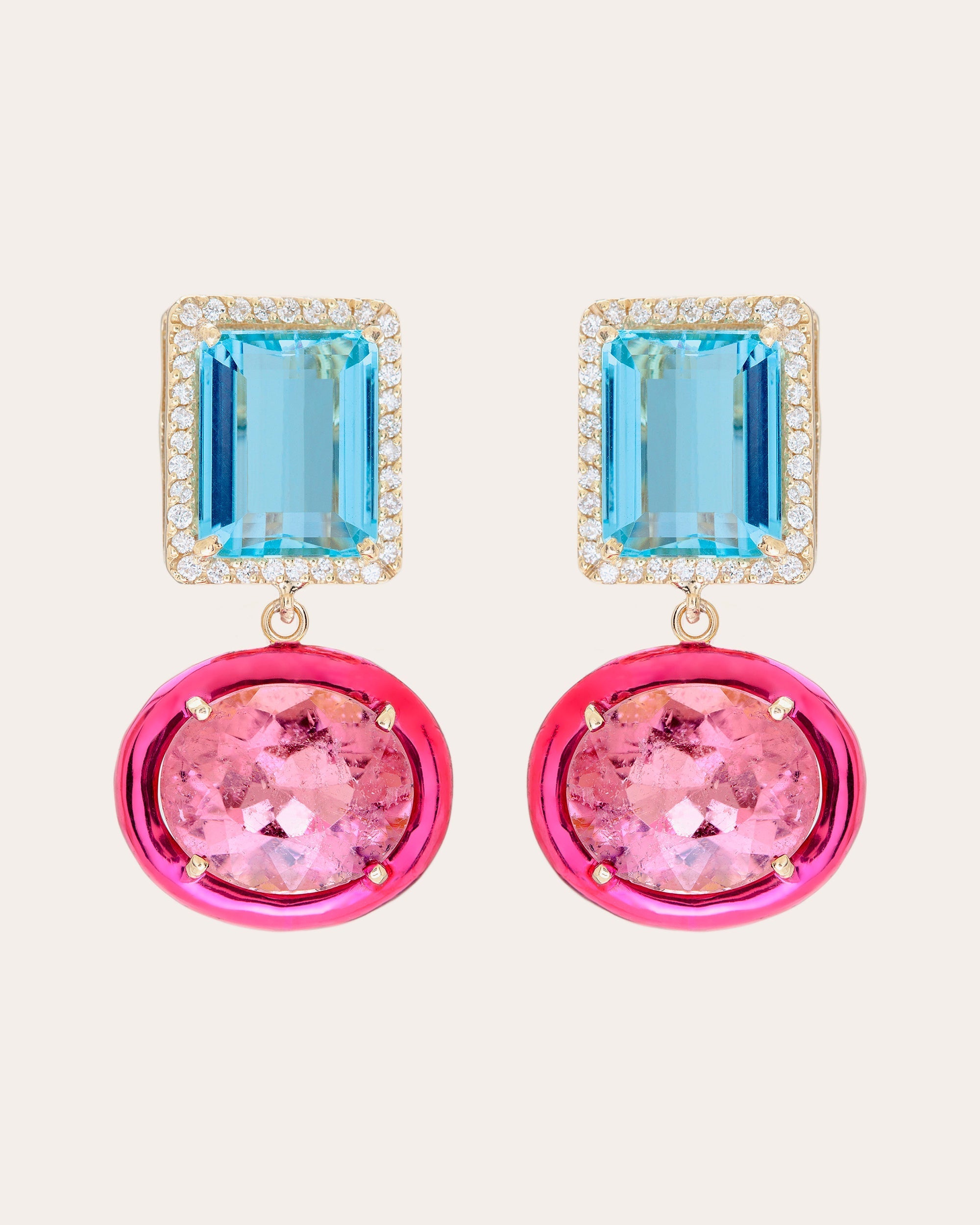 Blue Topaz & Pink Tourmaline Class Earrings