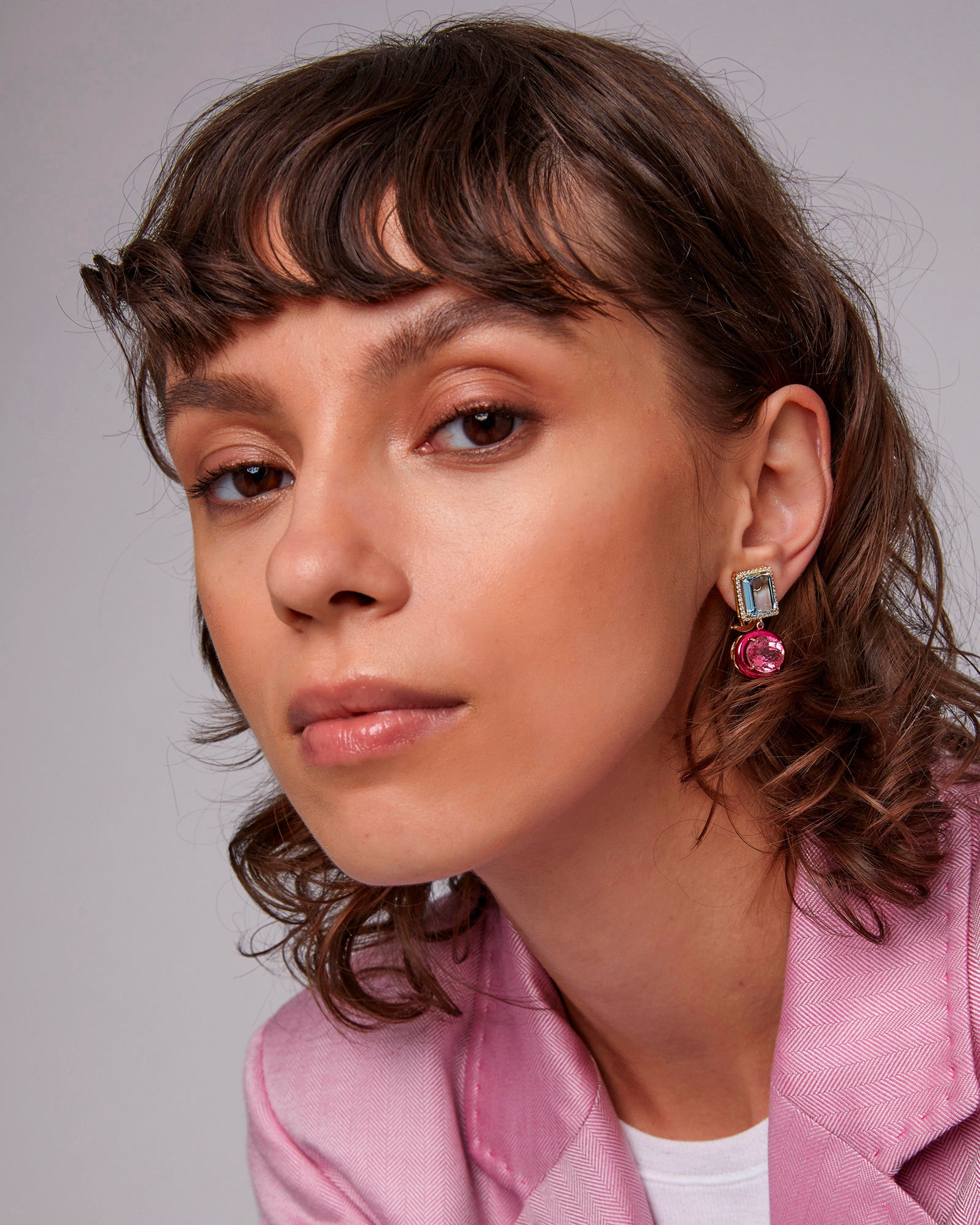 Blue Topaz & Pink Tourmaline Class Earrings