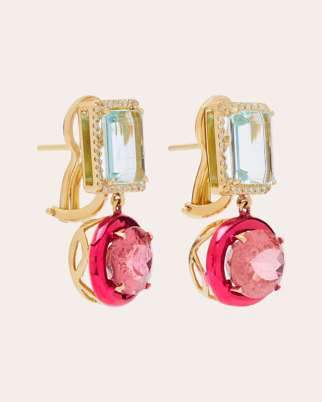 Blue Topaz & Pink Tourmaline Class Earrings