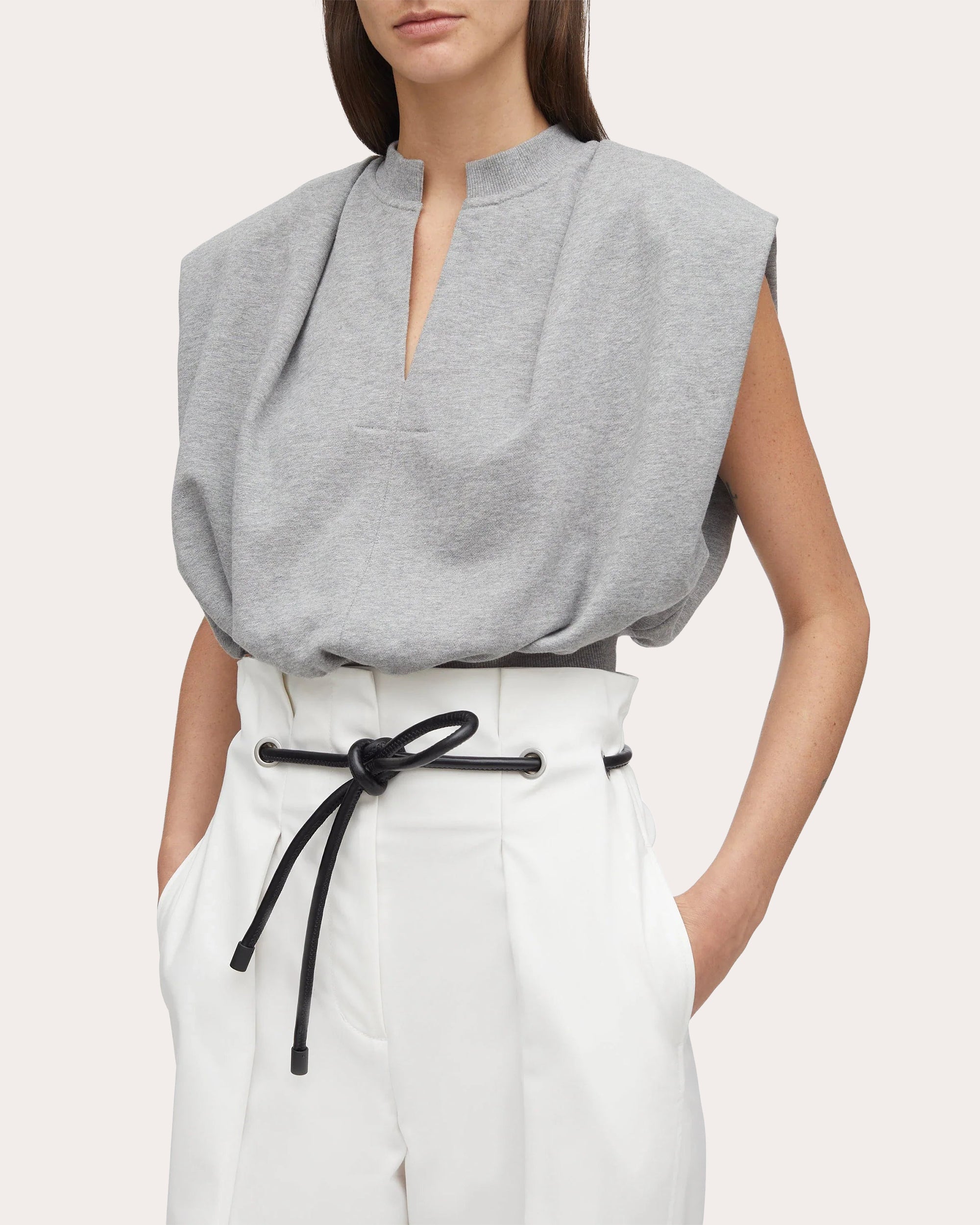 Pleated Stretch-Cotton Paperbag Waist Pants