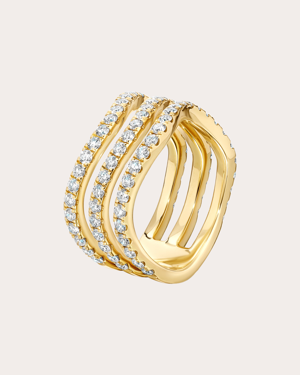 Rio 18K Gold Diamond Triple Band Ring