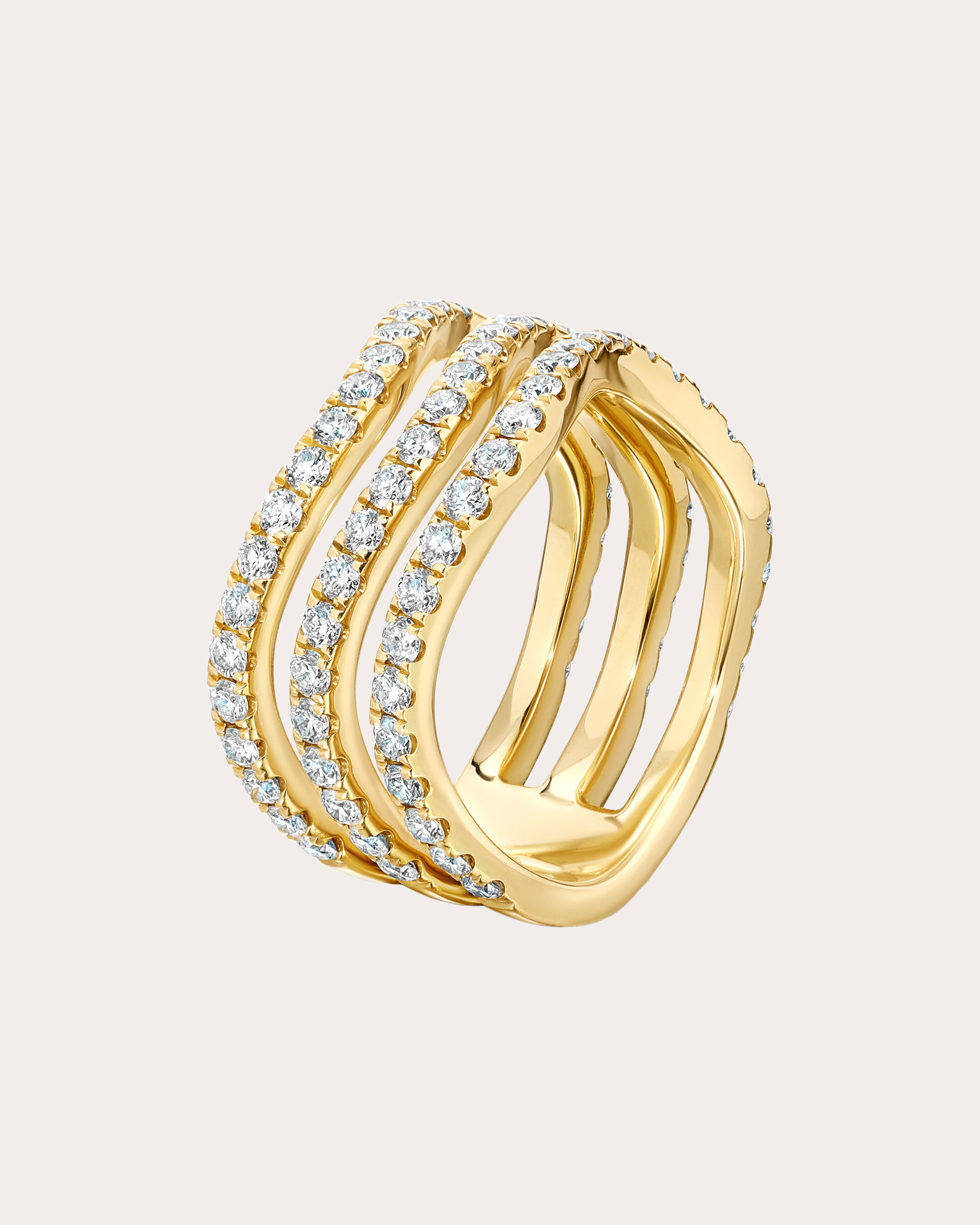Rio 18K Gold Diamond Triple Band Ring