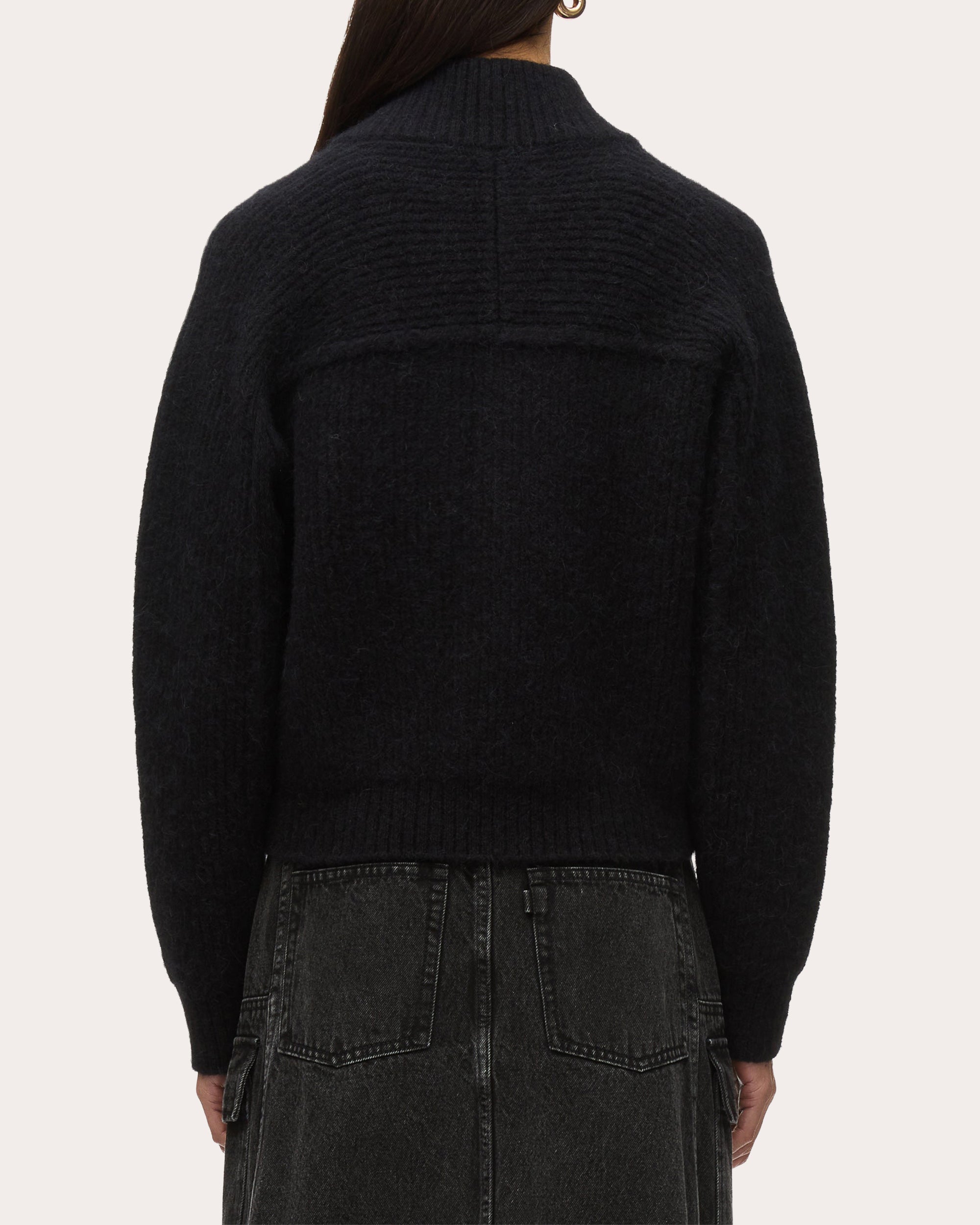 Trompe L'Oeil Ribbed Wool Knit Cardigan