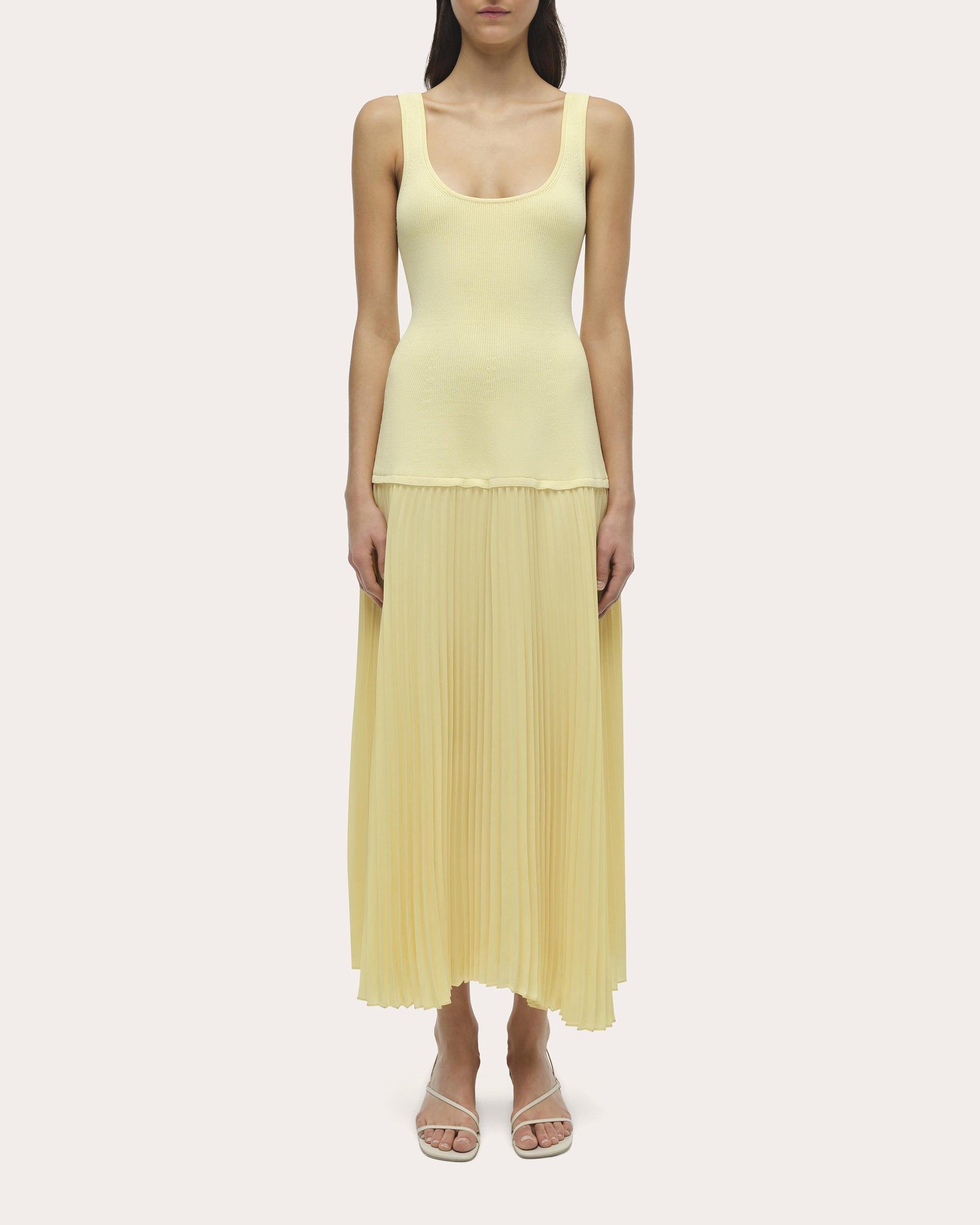 Allana Knit Georgette Combo Midi Dress