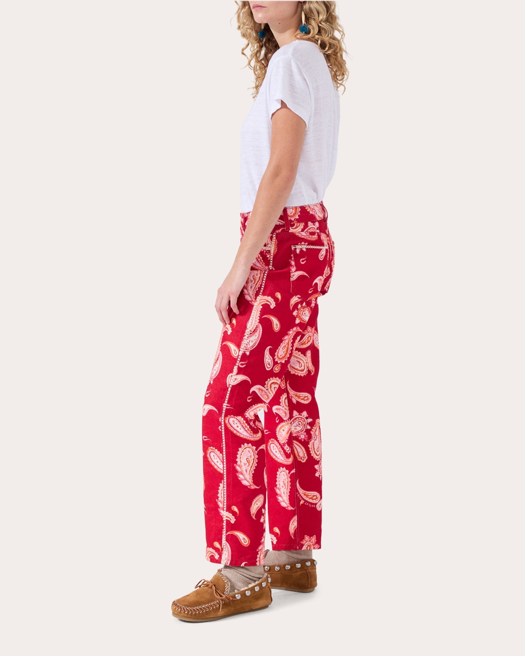 Jimi Paisley-Print Mid-Rise Jeans
