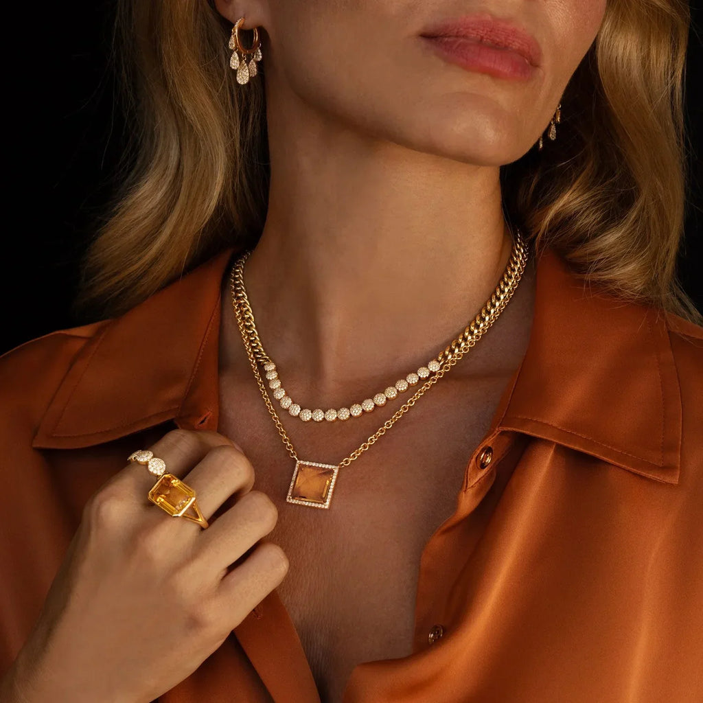 14K Gold Diamond Pavé Shaker Earrings