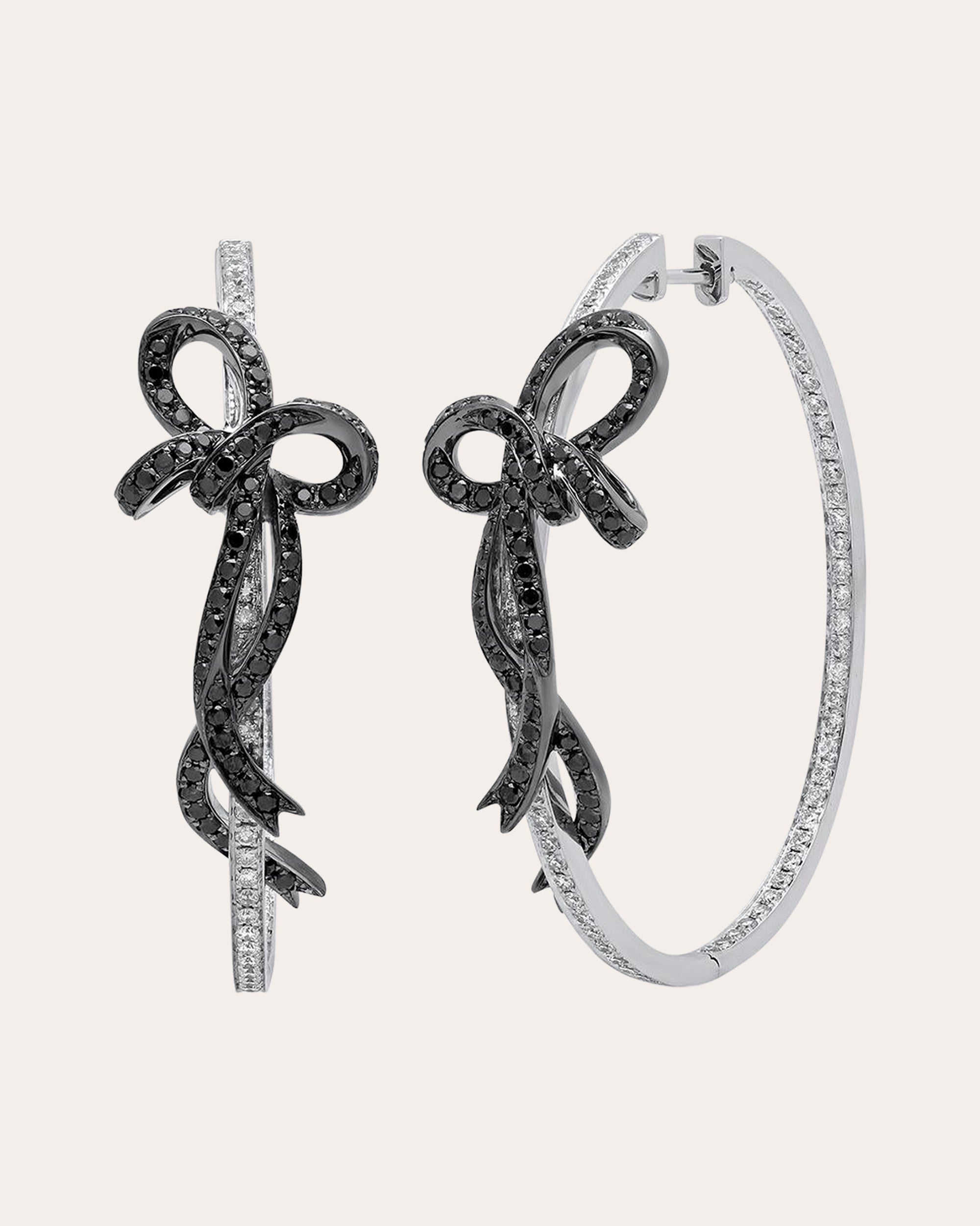 18K Gold Diamond Bow Hoop Earrings