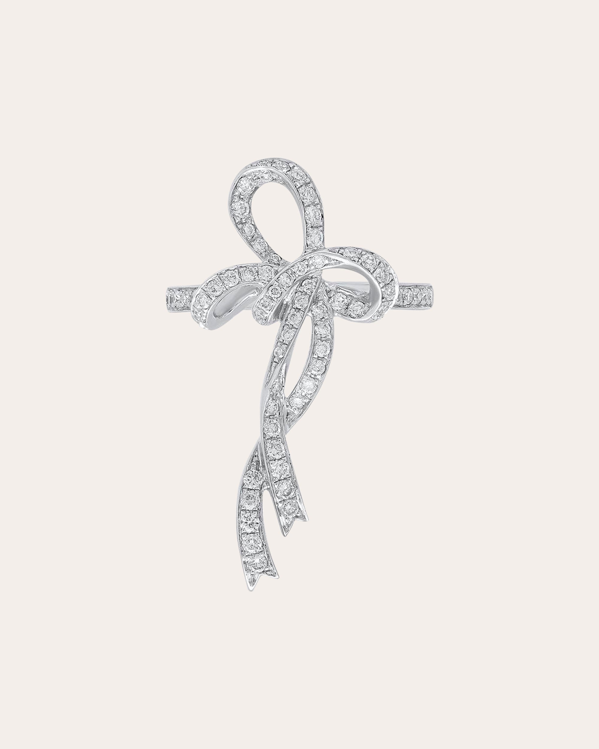 18K Gold Diamond Bow Pinky Ring