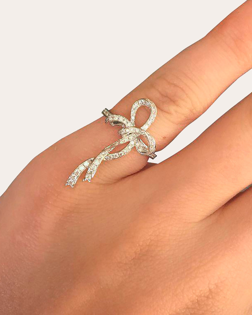 18K Gold Diamond Bow Pinky Ring