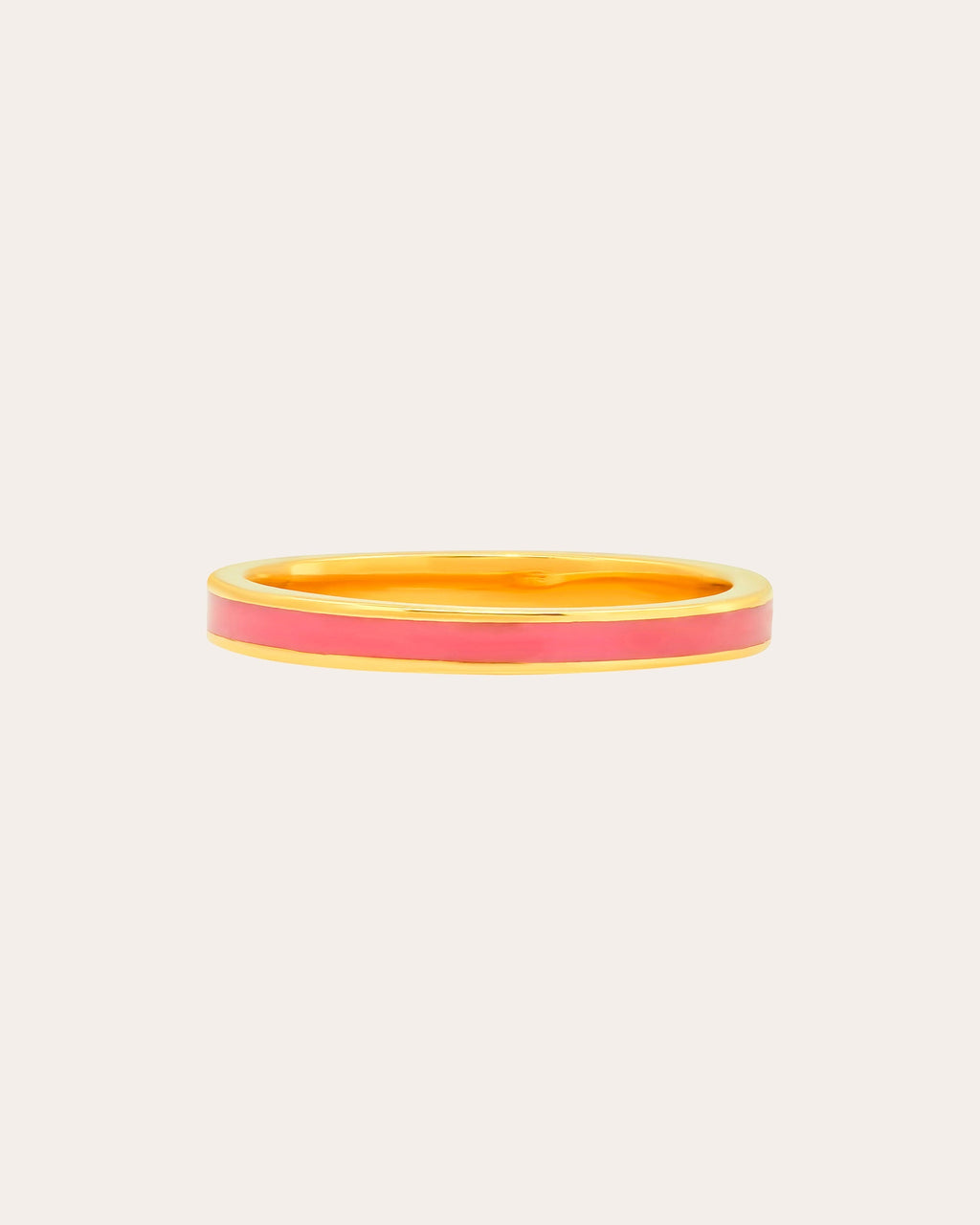 18K Gold Pink Enamel Band Ring