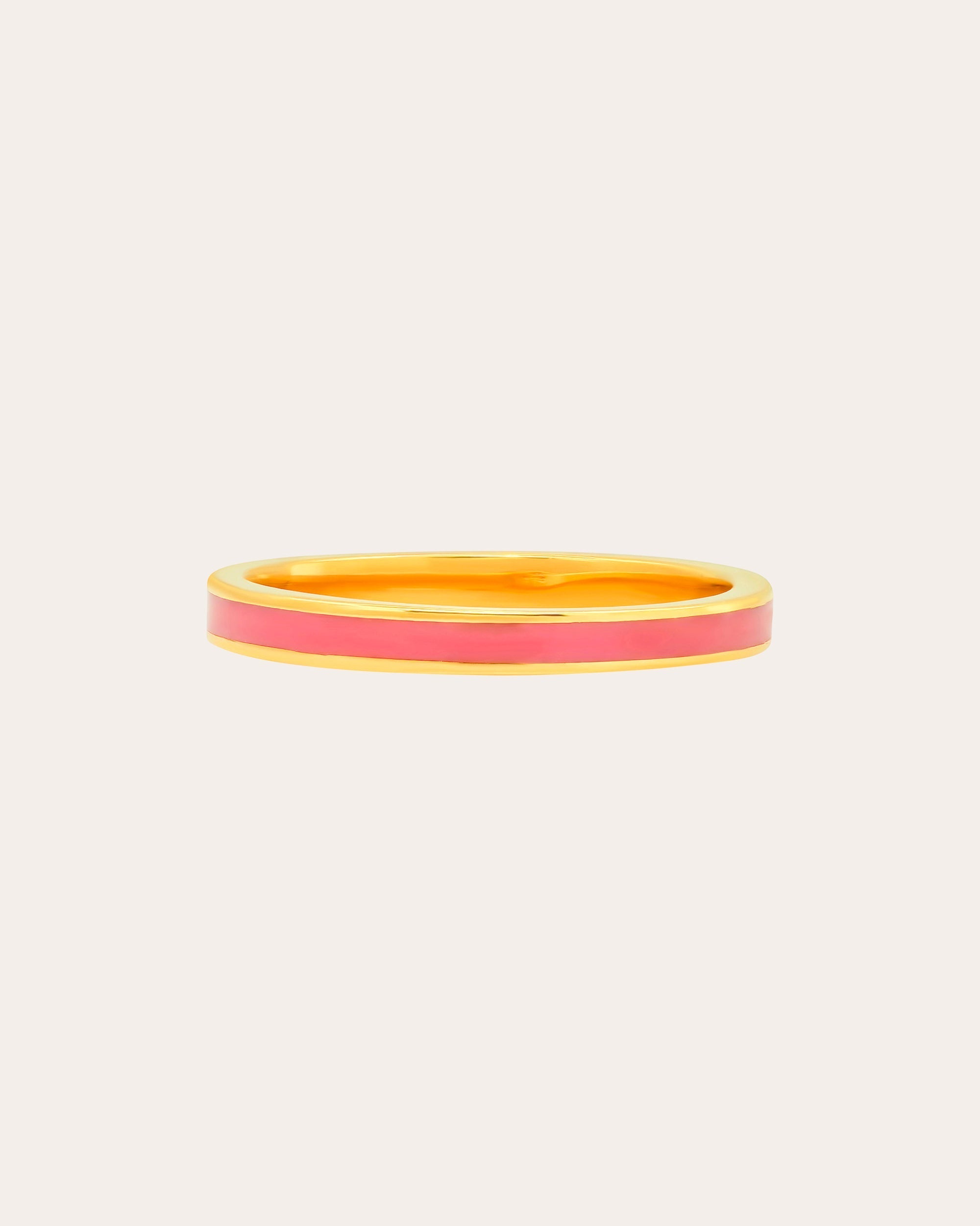 18K Gold Pink Enamel Band Ring