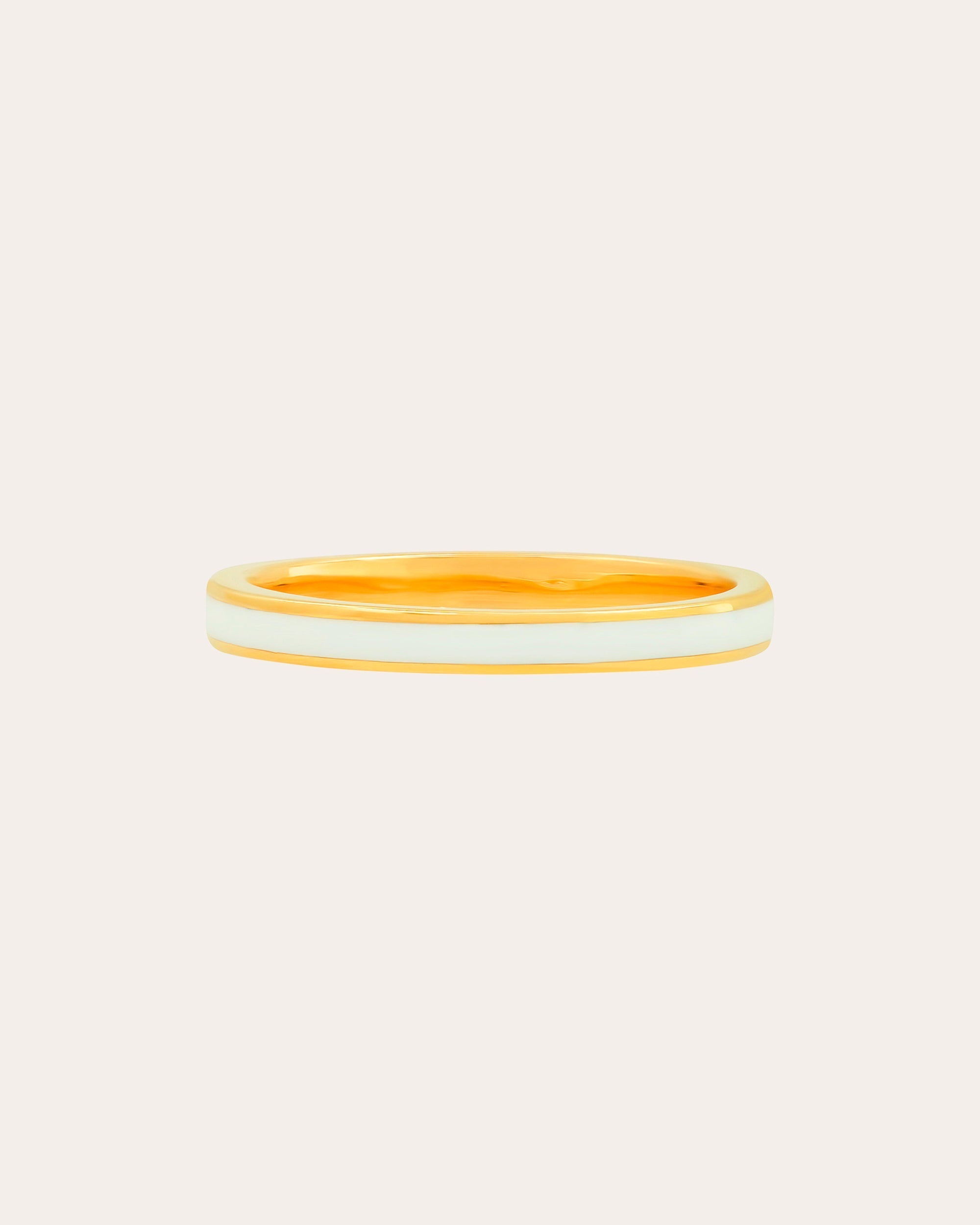 18K Gold White Enamel Band Ring