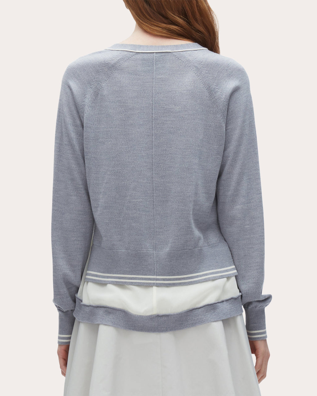 Layered Chiffon-Paneled Wool Cardigan