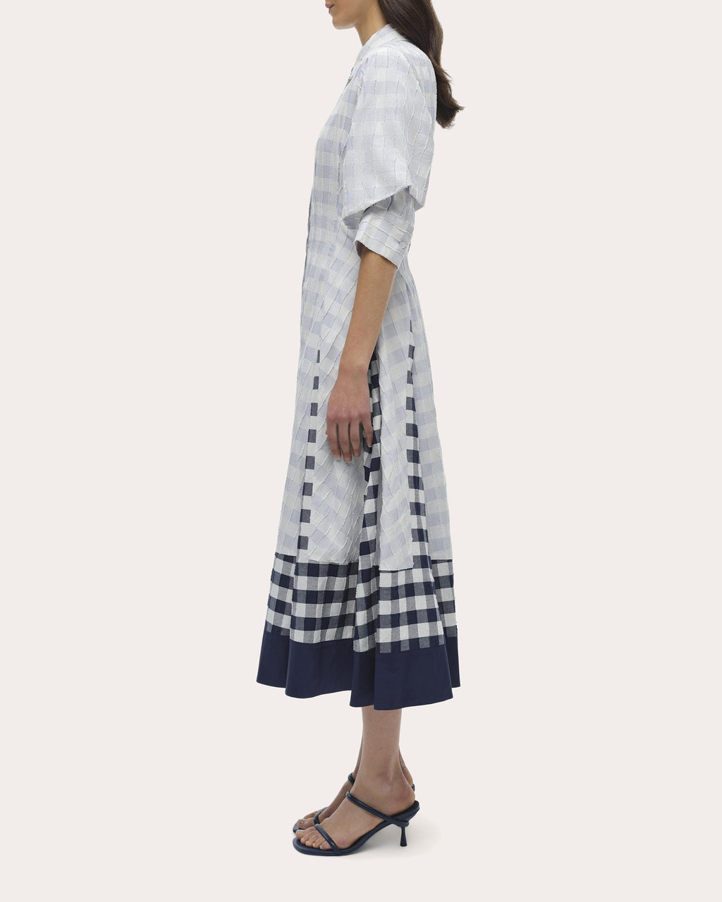 Jazz Gingham Cotton Fil-Coupe Pintuck Midi Dress