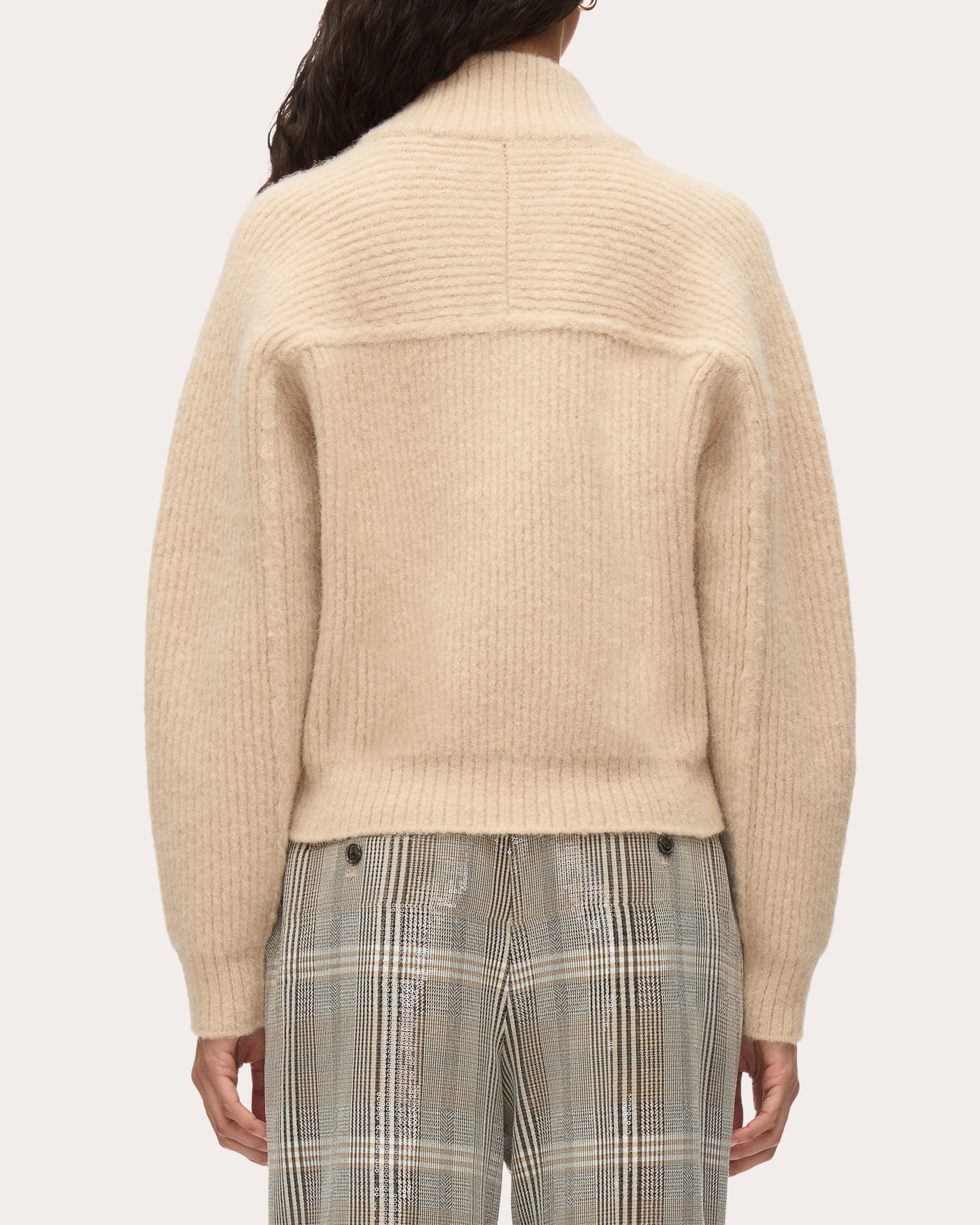 Trompe L'Oeil Ribbed Wool Knit Cardigan