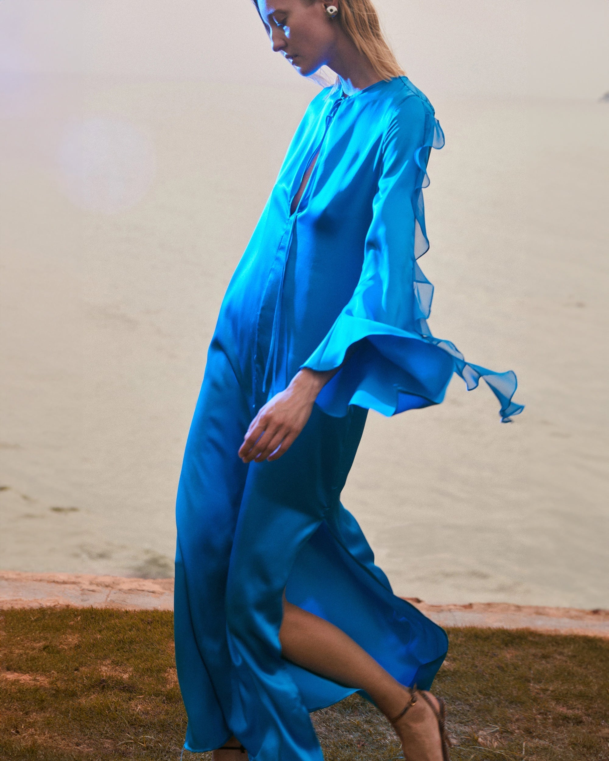 Juno Ruffled Silk Maxi Dress
