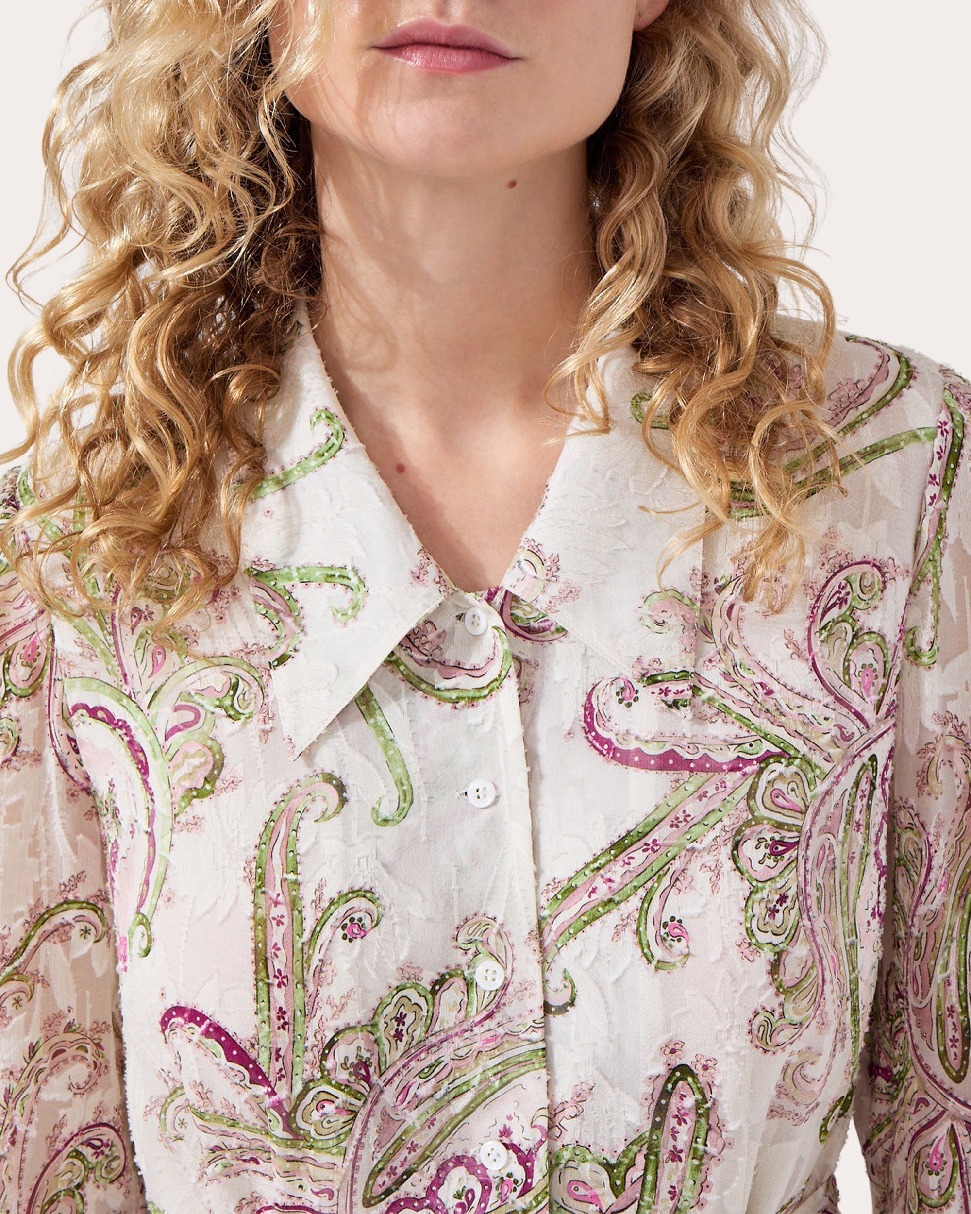 Jimi Silk-Blend Jacquard Cream Shirt Dress
