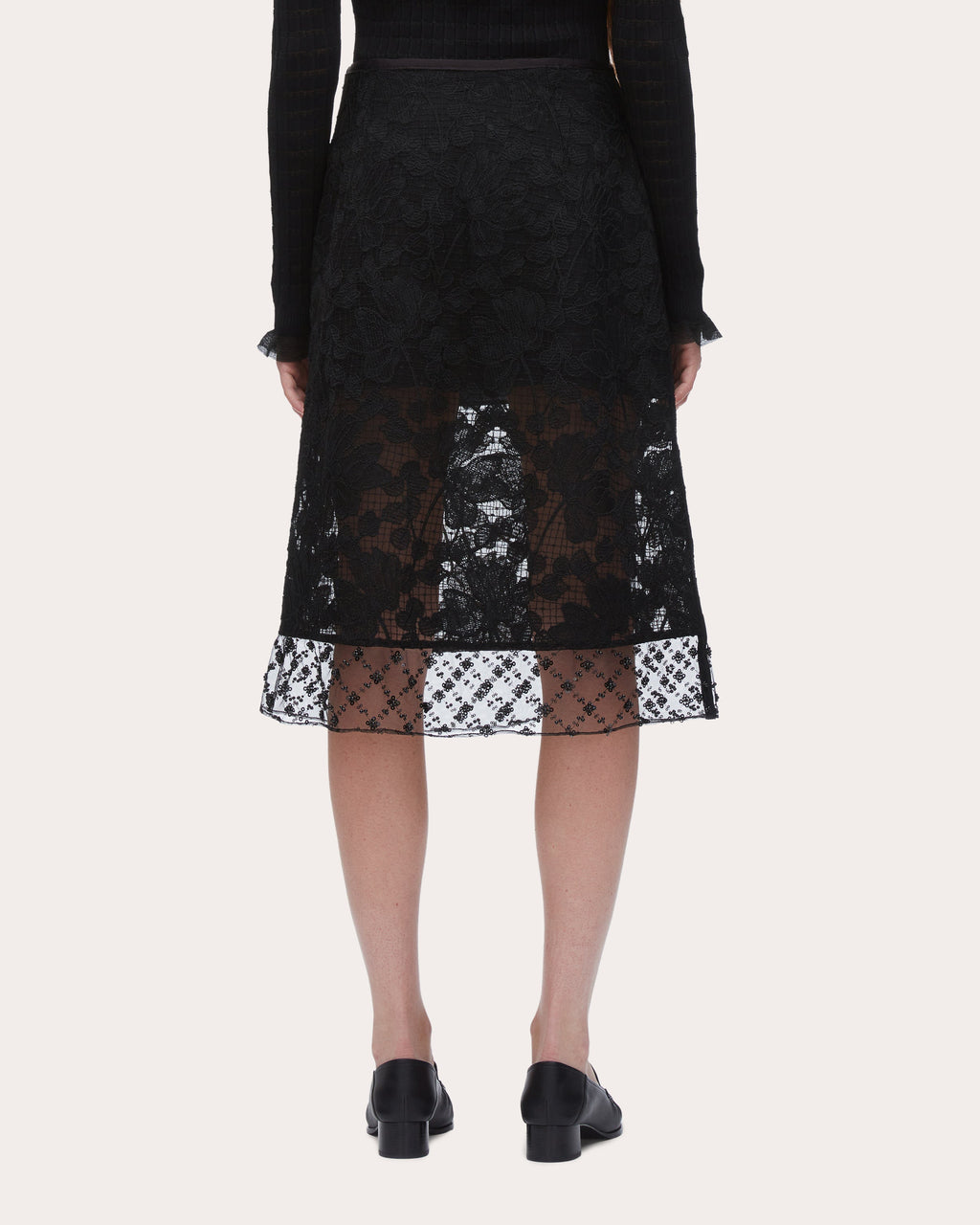 Embellished Floral Lace Organza Skirt