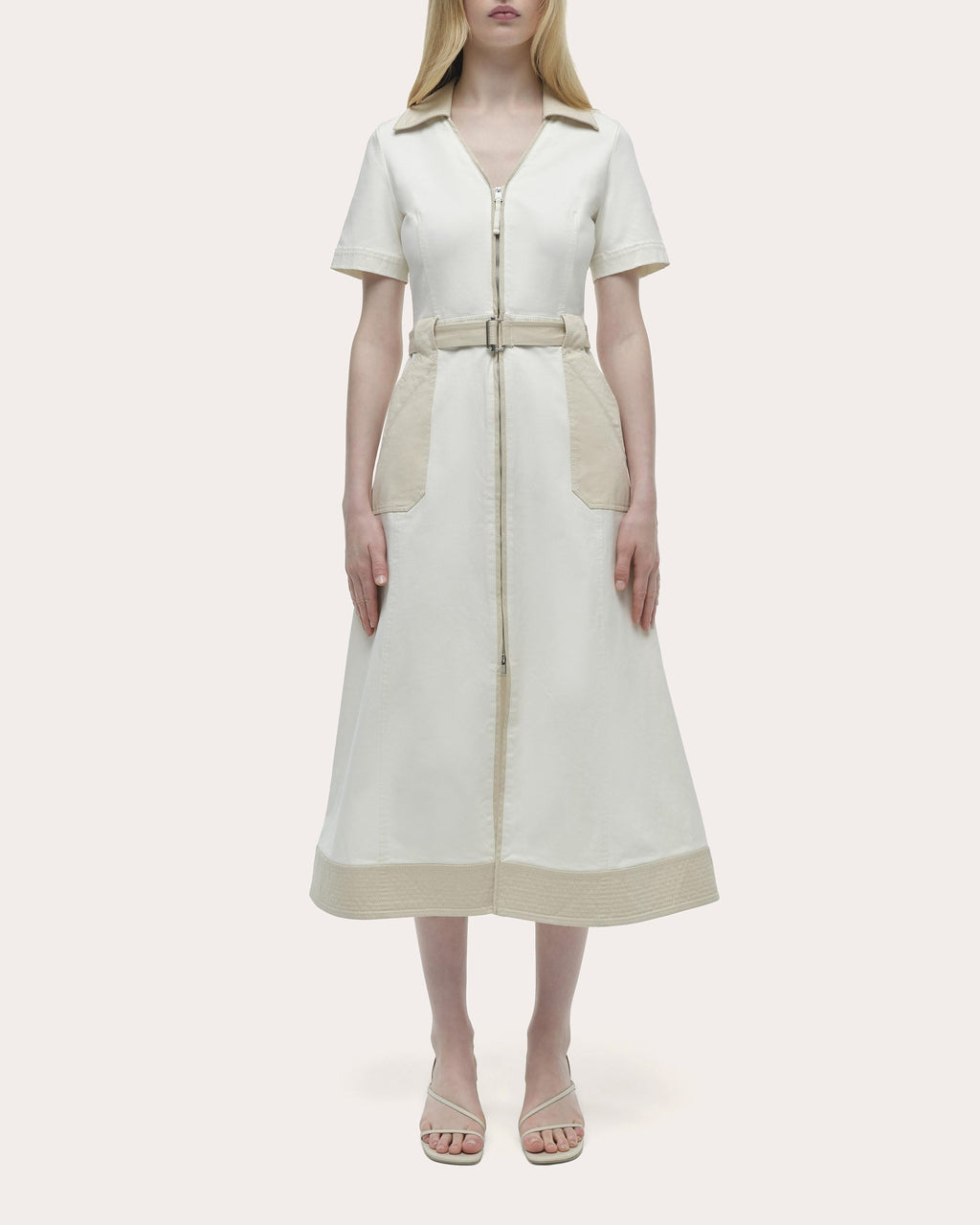 Hanover Color Block Twill Collared Midi Dress