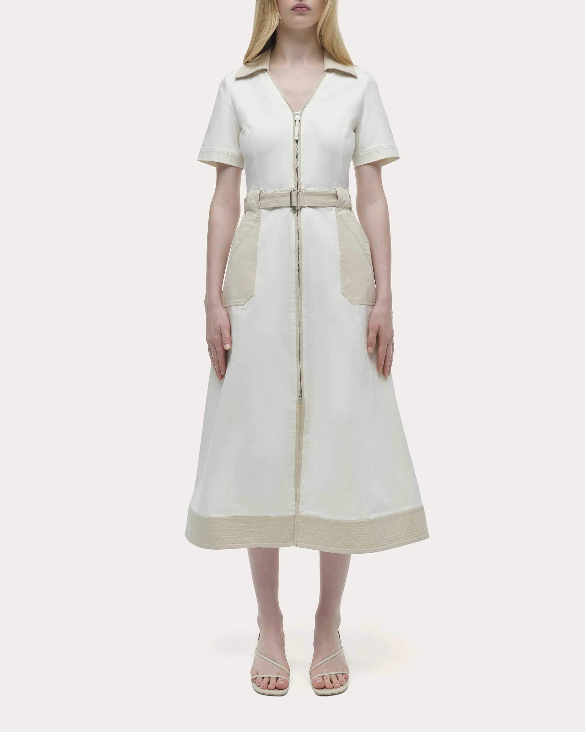 Hanover Color Block Twill Collared Midi Dress