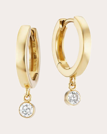 14K Gold Diamond Hoop Earrings