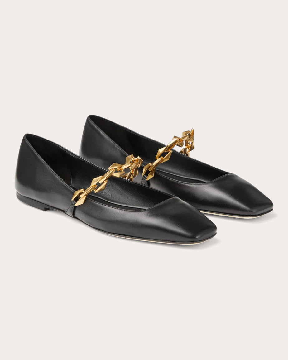 Diamond Tilda Embellished Leather Flat