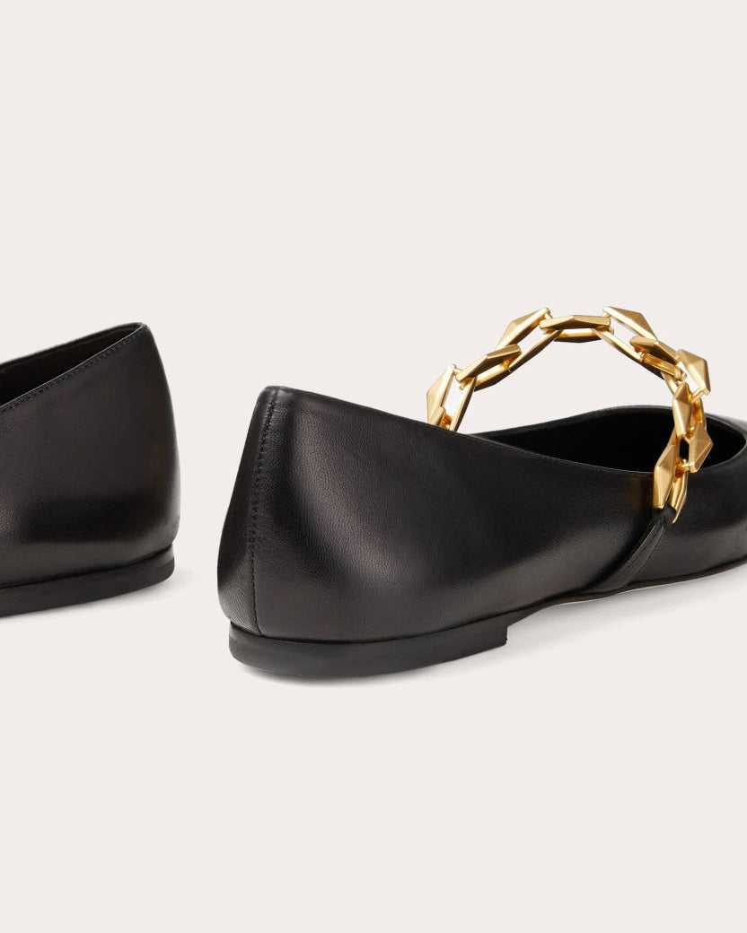 Diamond Tilda Embellished Leather Flat