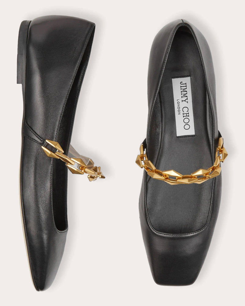 Diamond Tilda Embellished Leather Flat