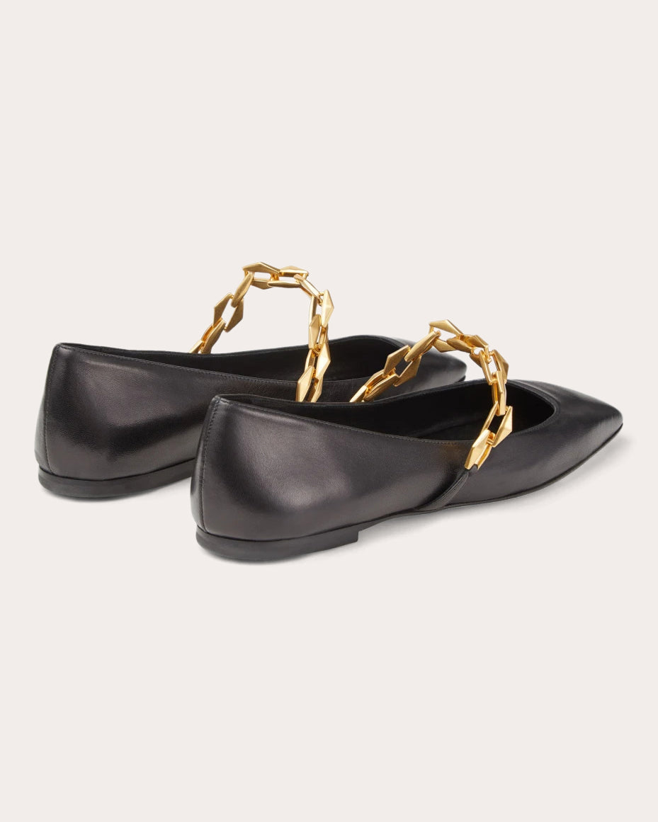 Diamond Tilda Embellished Leather Flat