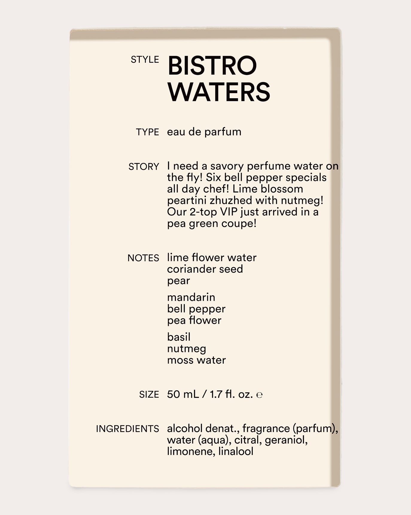 Bistro Waters Eau de Parfum 50ml