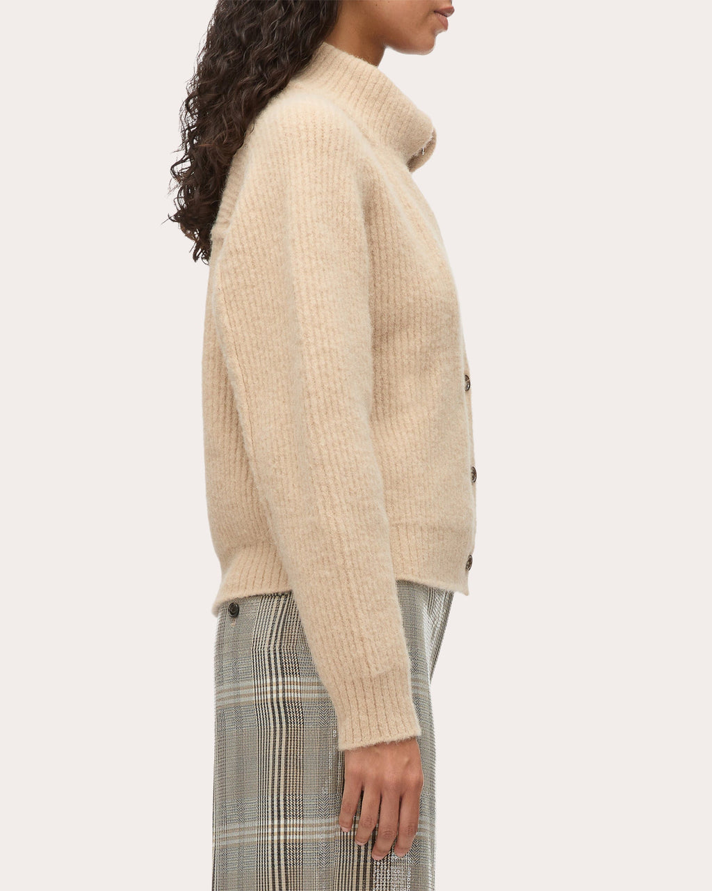 Trompe L'Oeil Ribbed Wool Knit Cardigan