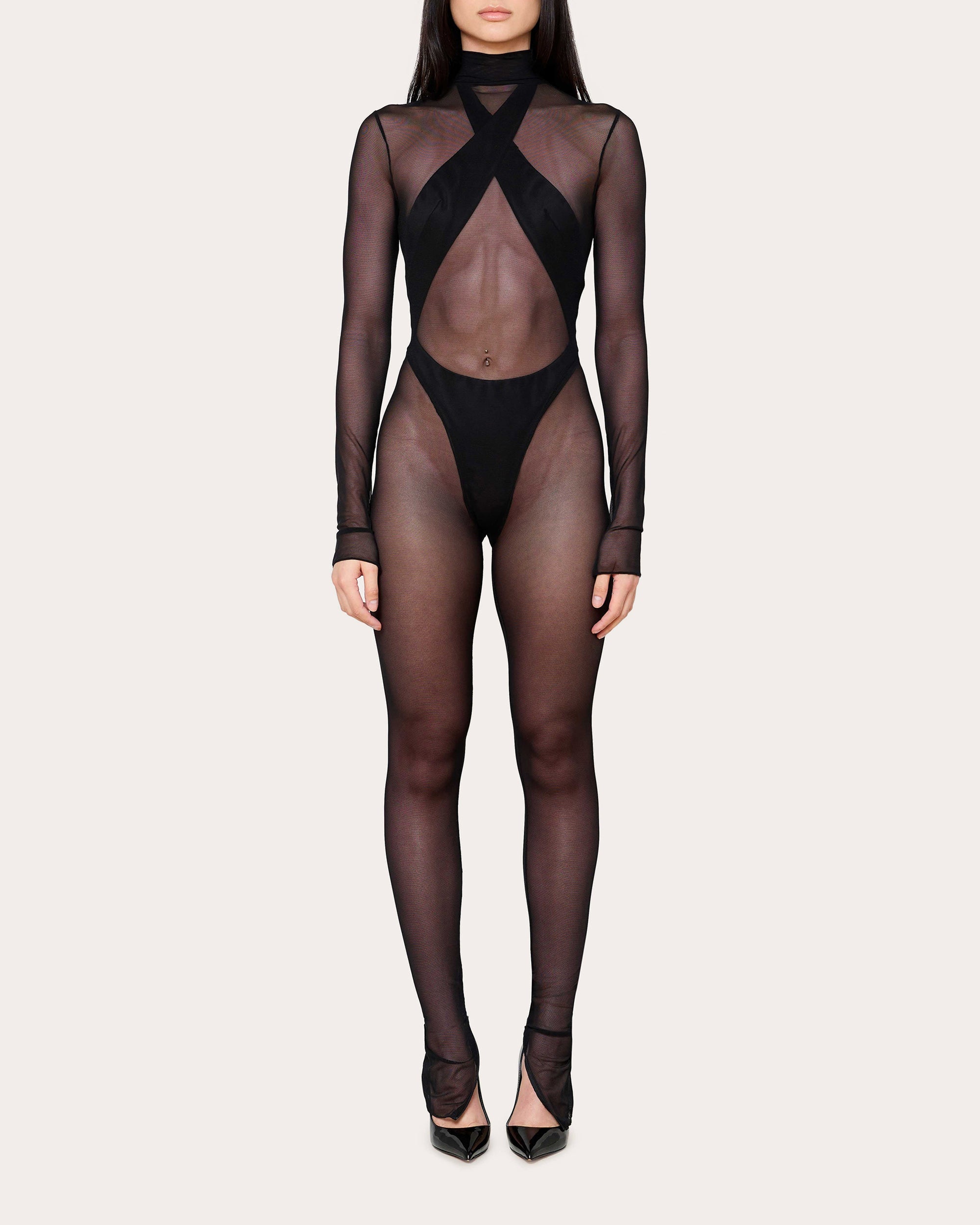 Cutout Halter Jersey Bodysuit