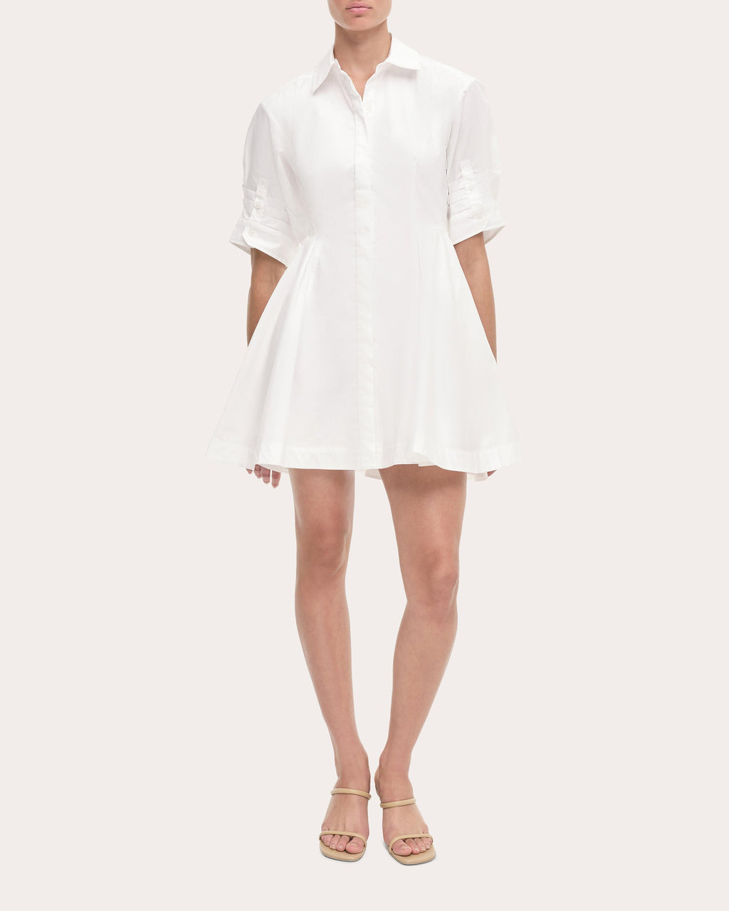 Jazzie Pleated Cotton Poplin Mini Shirt Dress