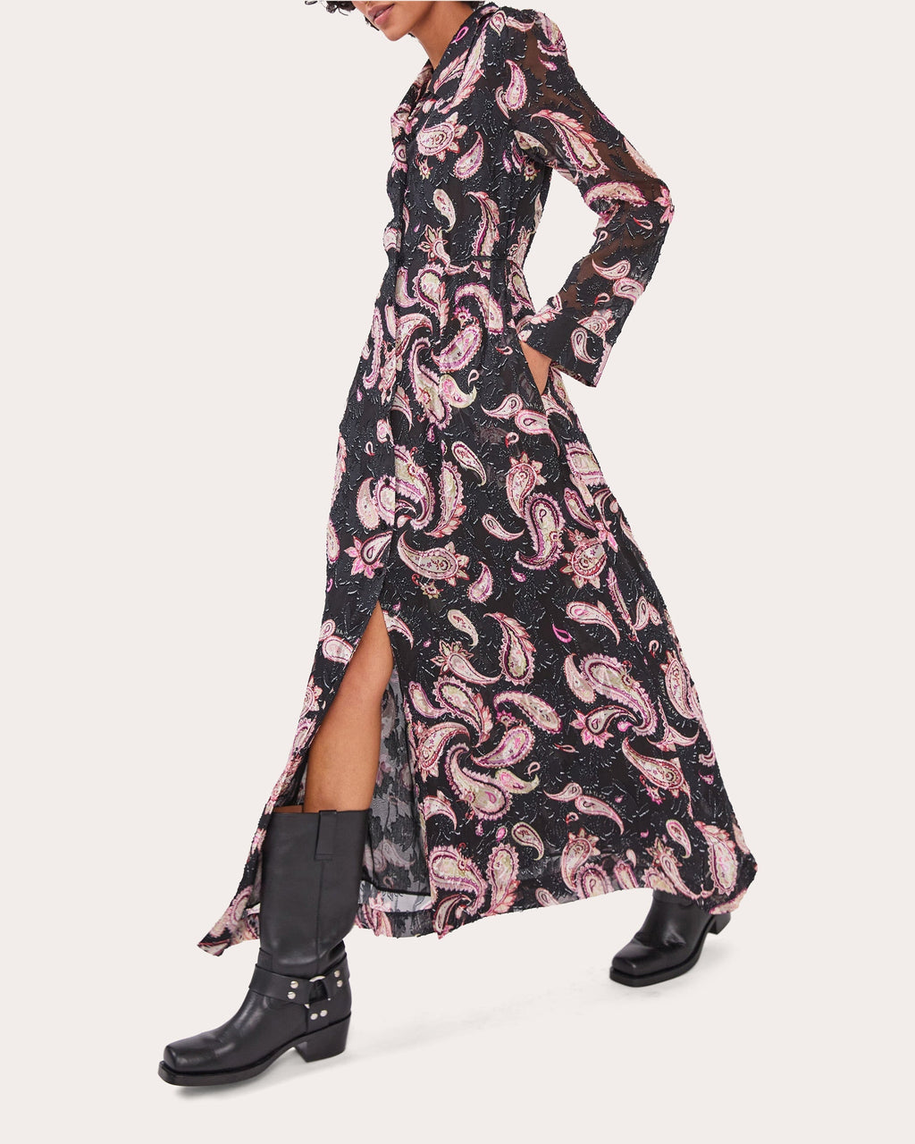Jimi Silk-Blend Jacquard Black Shirt Dress