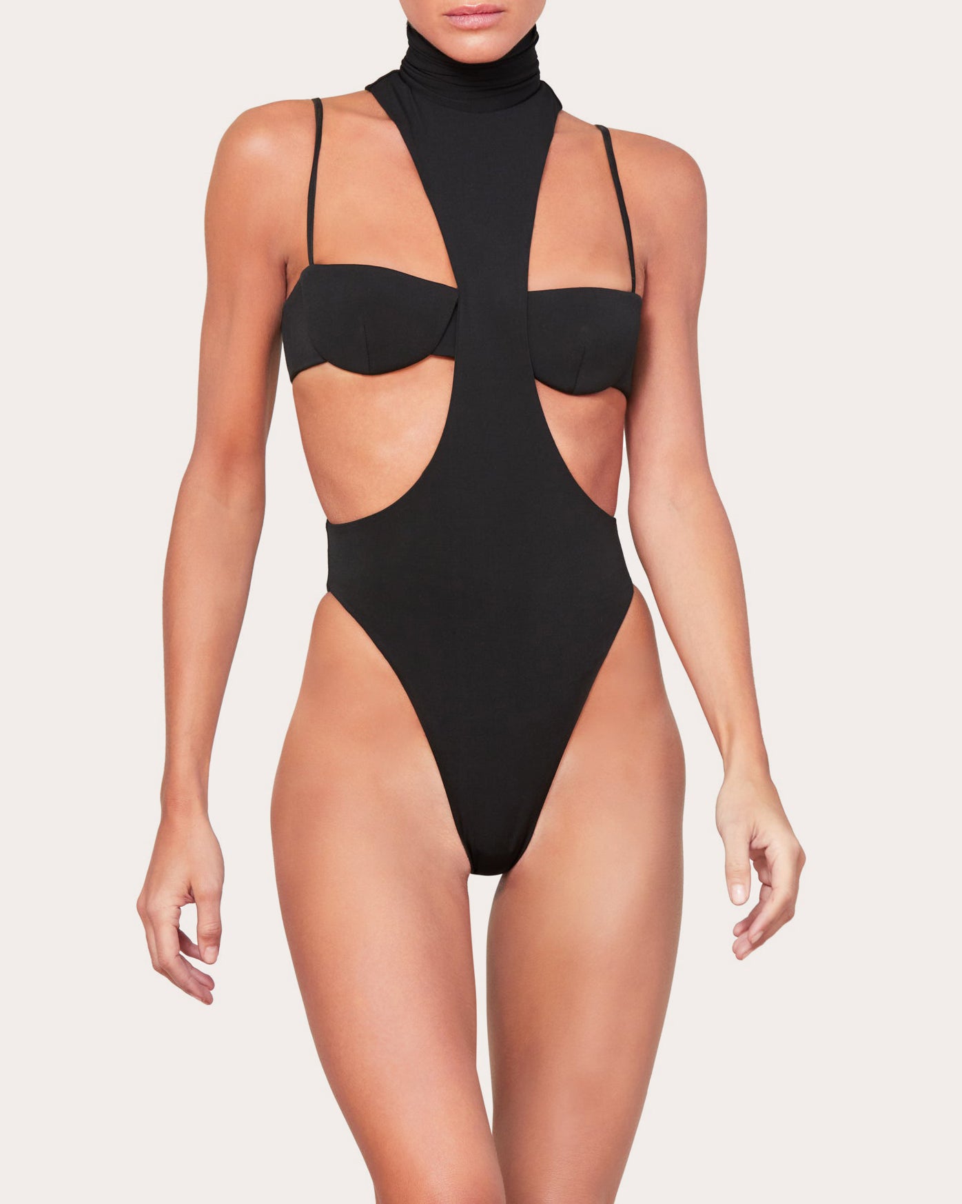 Mock Neck Cutout Jersey Bodysuit