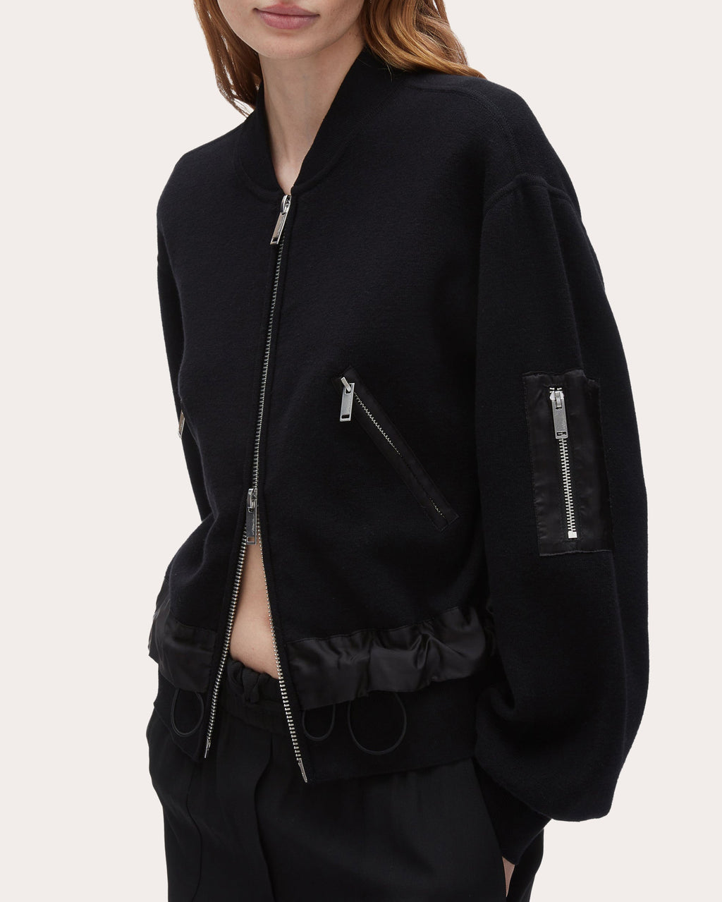 Layered Cotton-Wool Blend Bomber Jacket