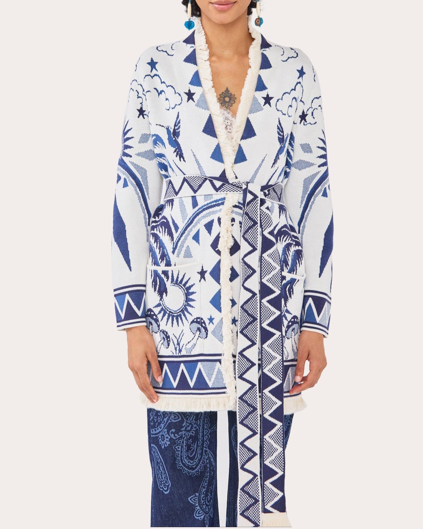 Magic Leopard Belted Cotton-Jacquard Cardigan