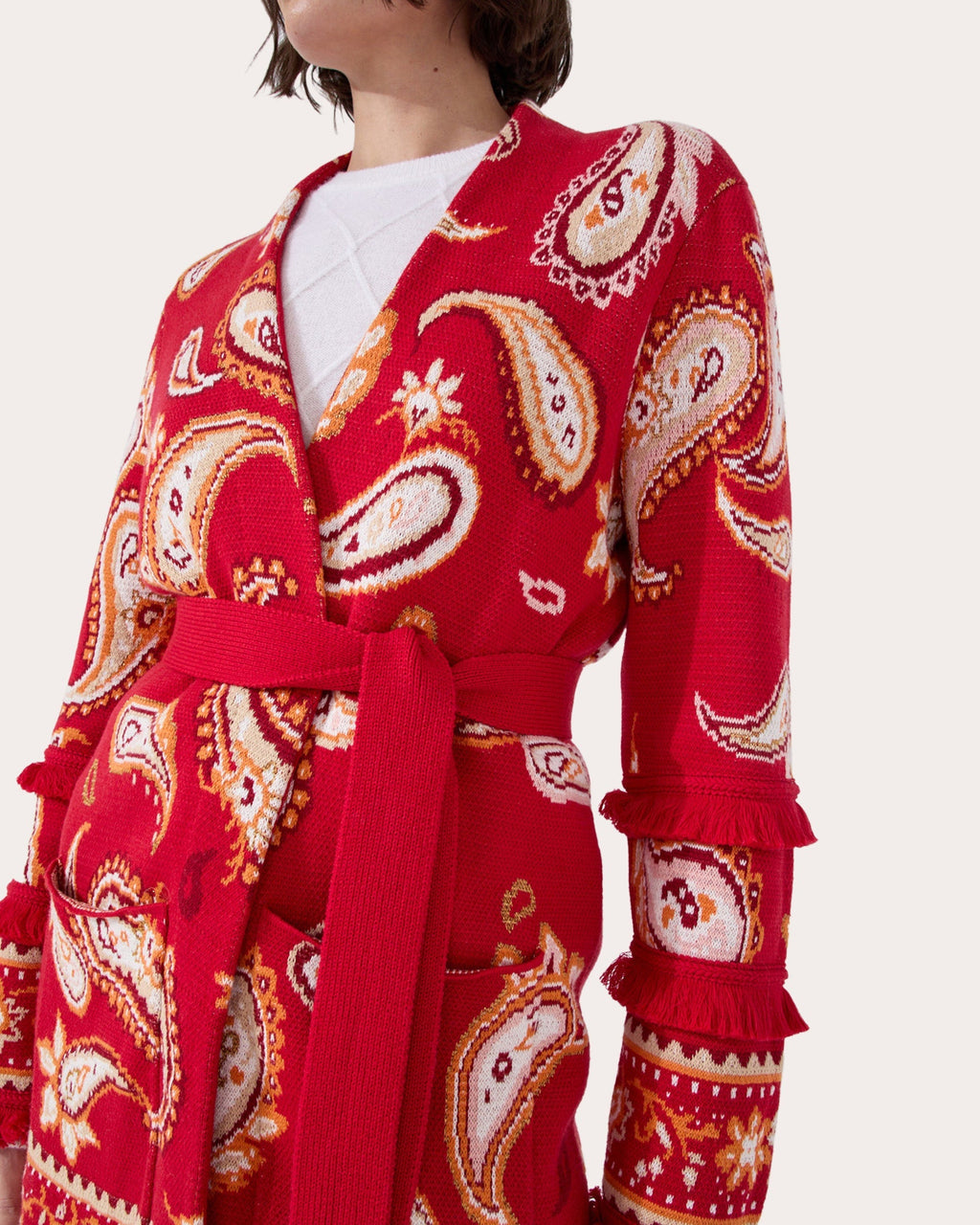 Jimi Belted Paisley Cotton-Jacquard Cardigan