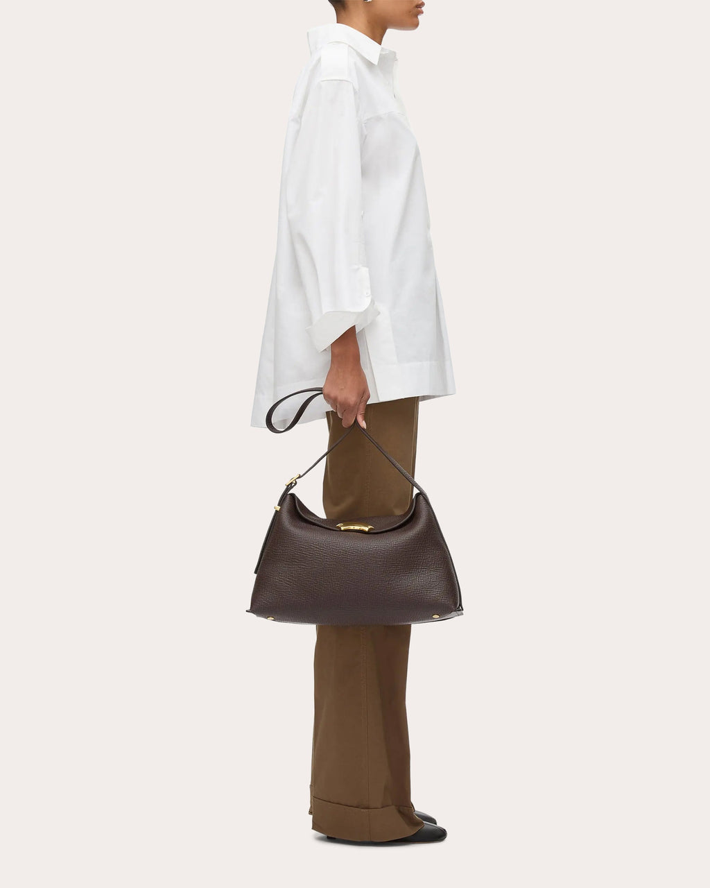 ID Textured Leather Shoulder Bag