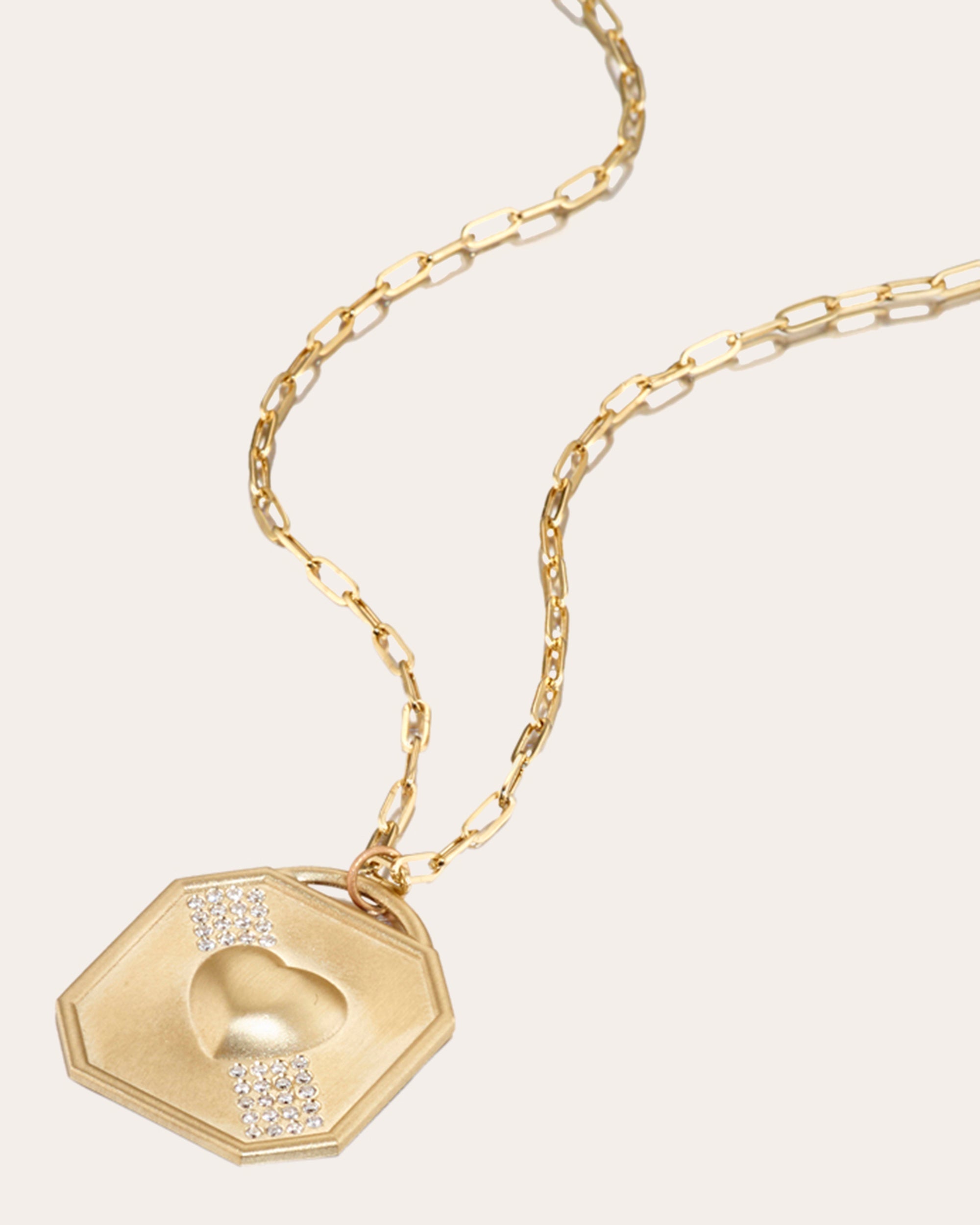 Puffy Heart 18K Gold Diamond Pendant Necklace