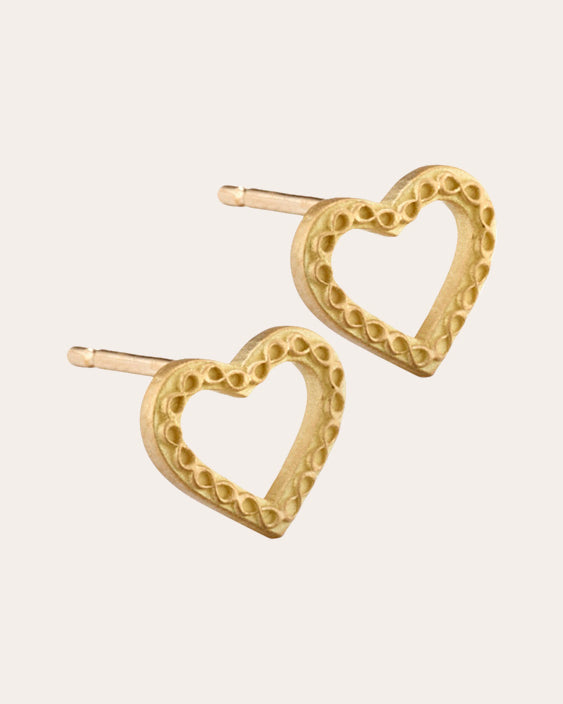 Infinity 18K Gold Heart Stud Earrings