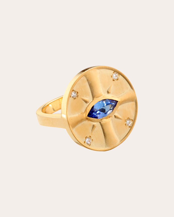 Eye of the Sun 14K Gold Tanzanite and Diamond Ring