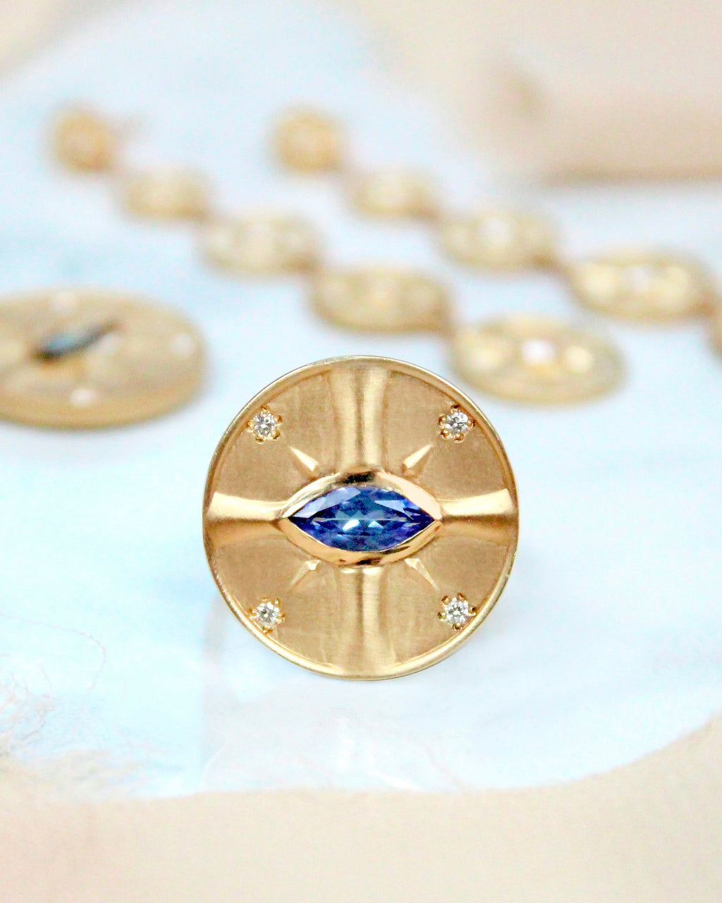Eye of the Sun 14K Gold Tanzanite and Diamond Ring