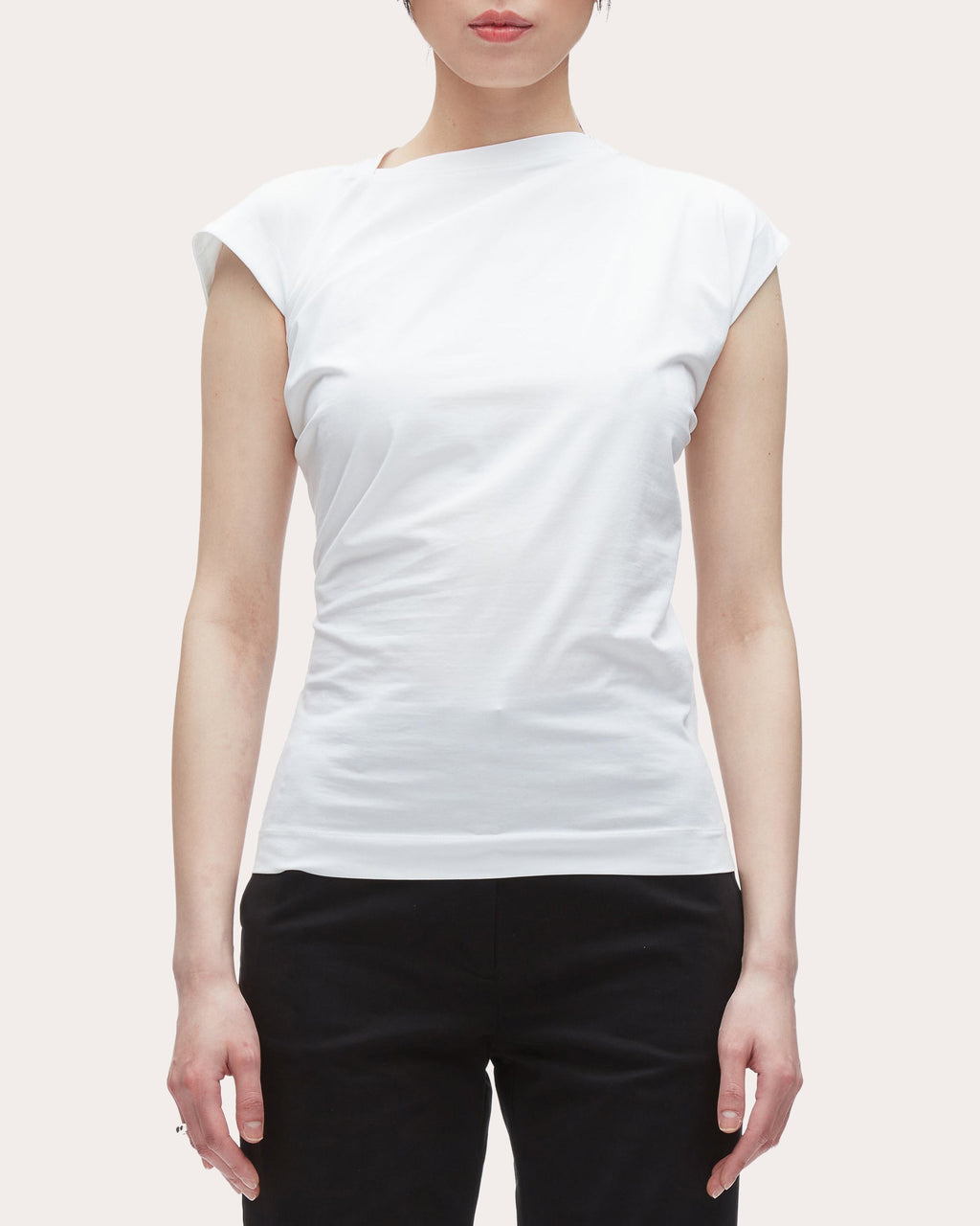 Asymmetric Draped Cotton-Jersey T-Shirt