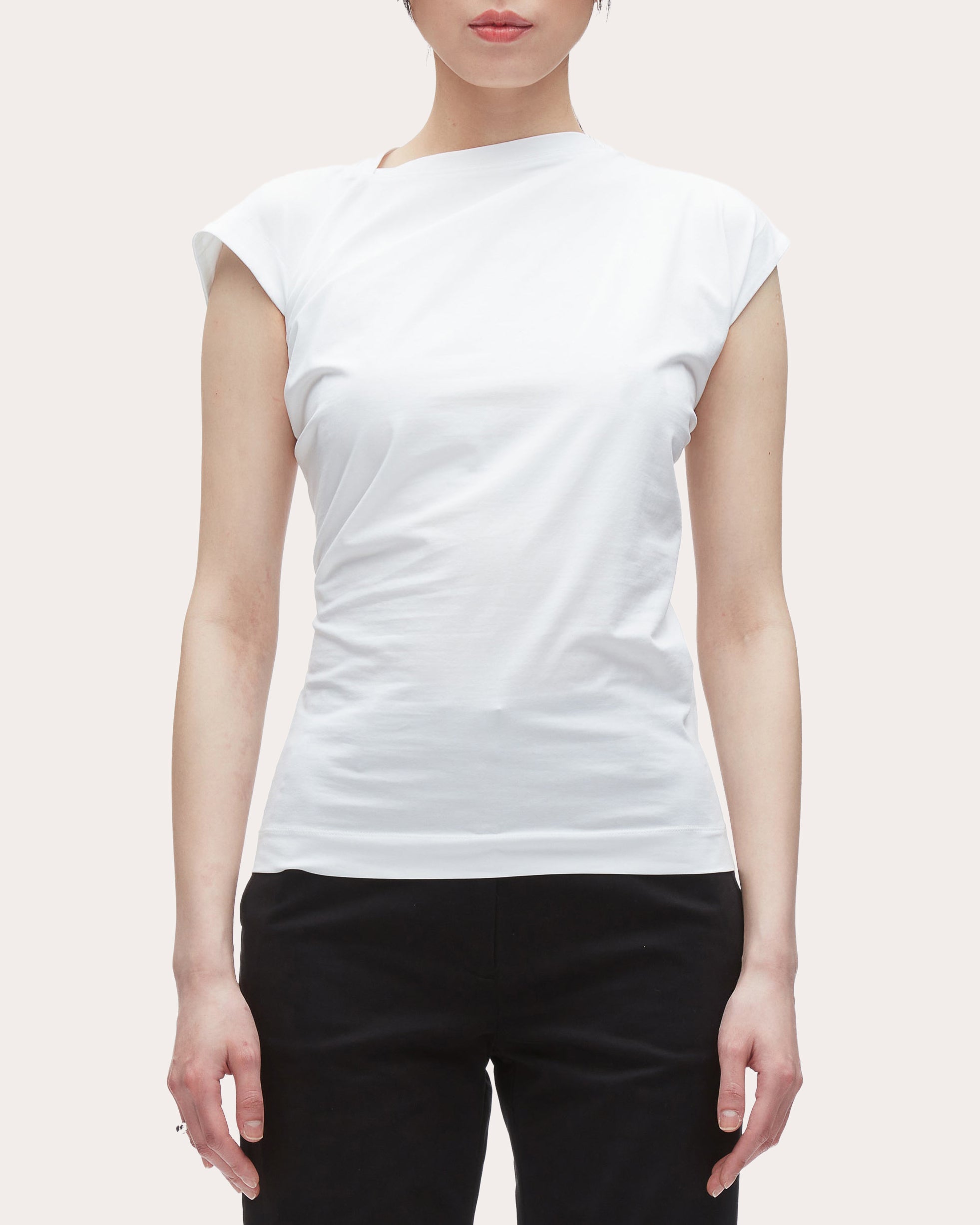 Asymmetric Draped Cotton-Jersey T-Shirt