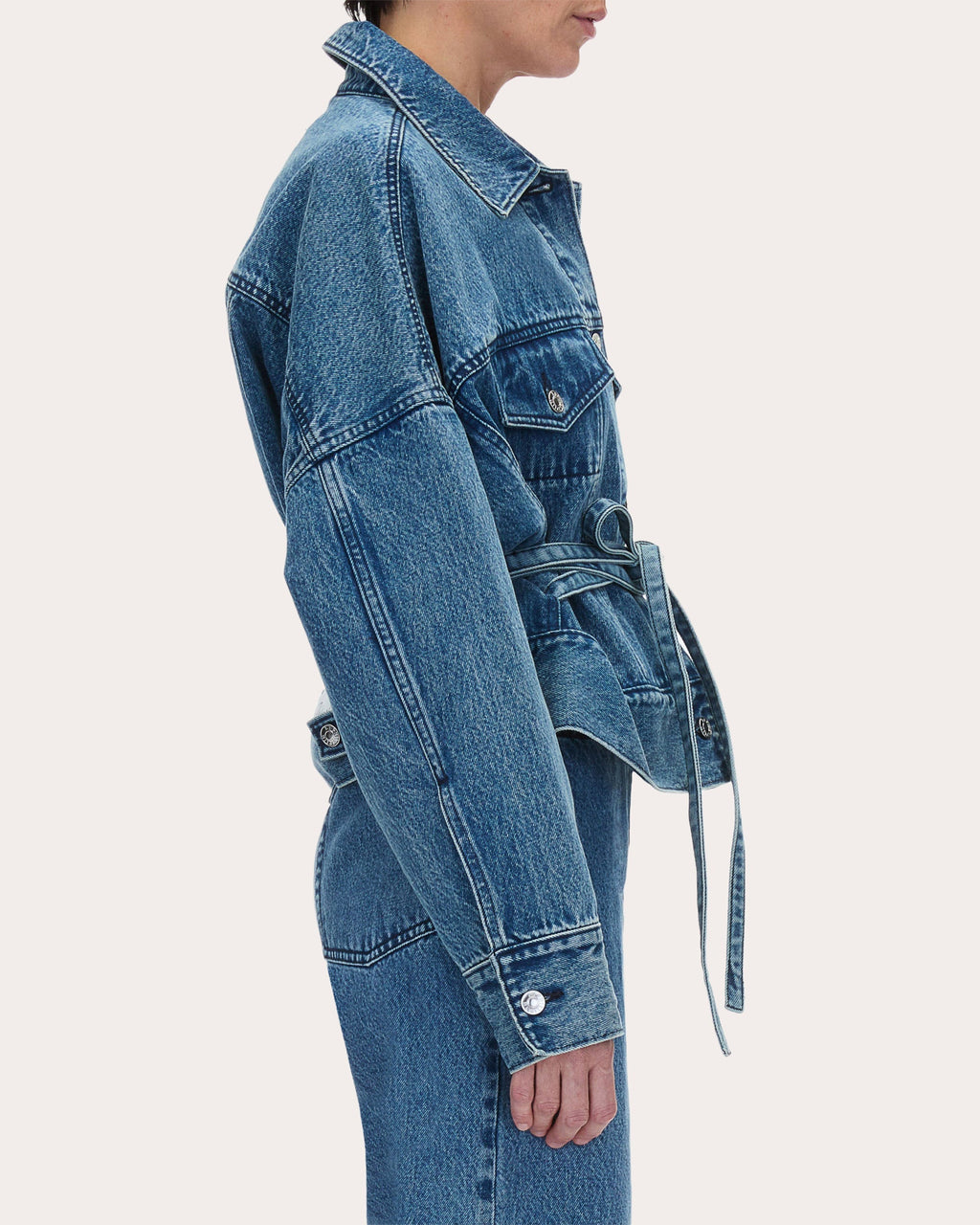 Belted Oversized Denim Jacket