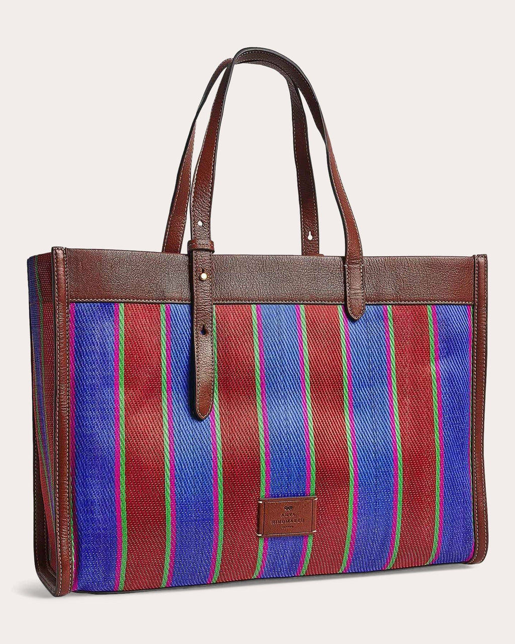 Eyes Appliquéd Leather-Trimmed Recycled Canvas Tote