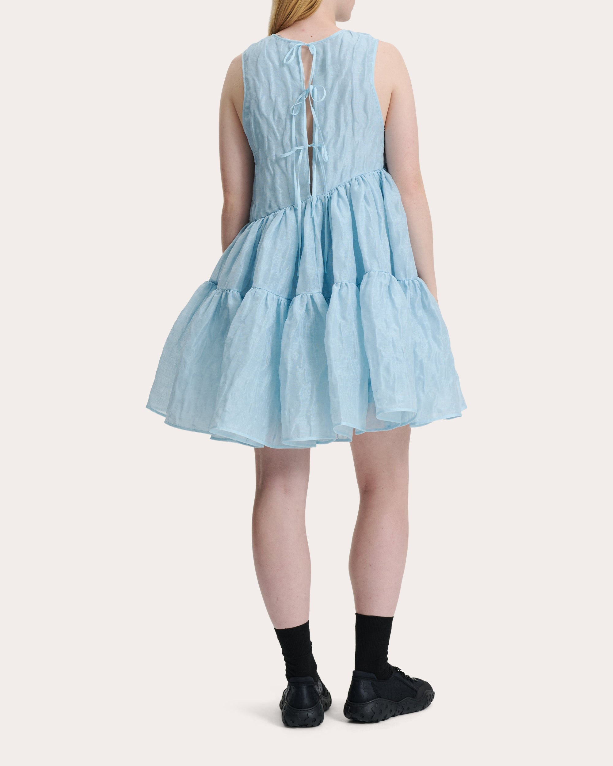 Abigail Asymmetric Tiered Jacquard Mini Dress