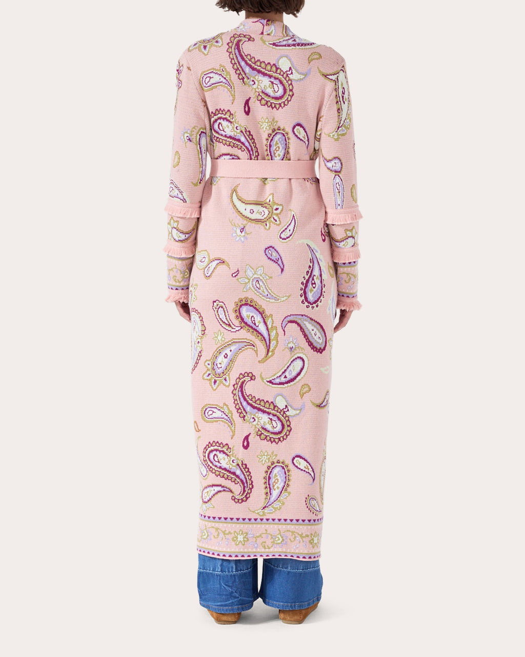 Jimi Belted Paisley Cotton-Jacquard Long Cardigan